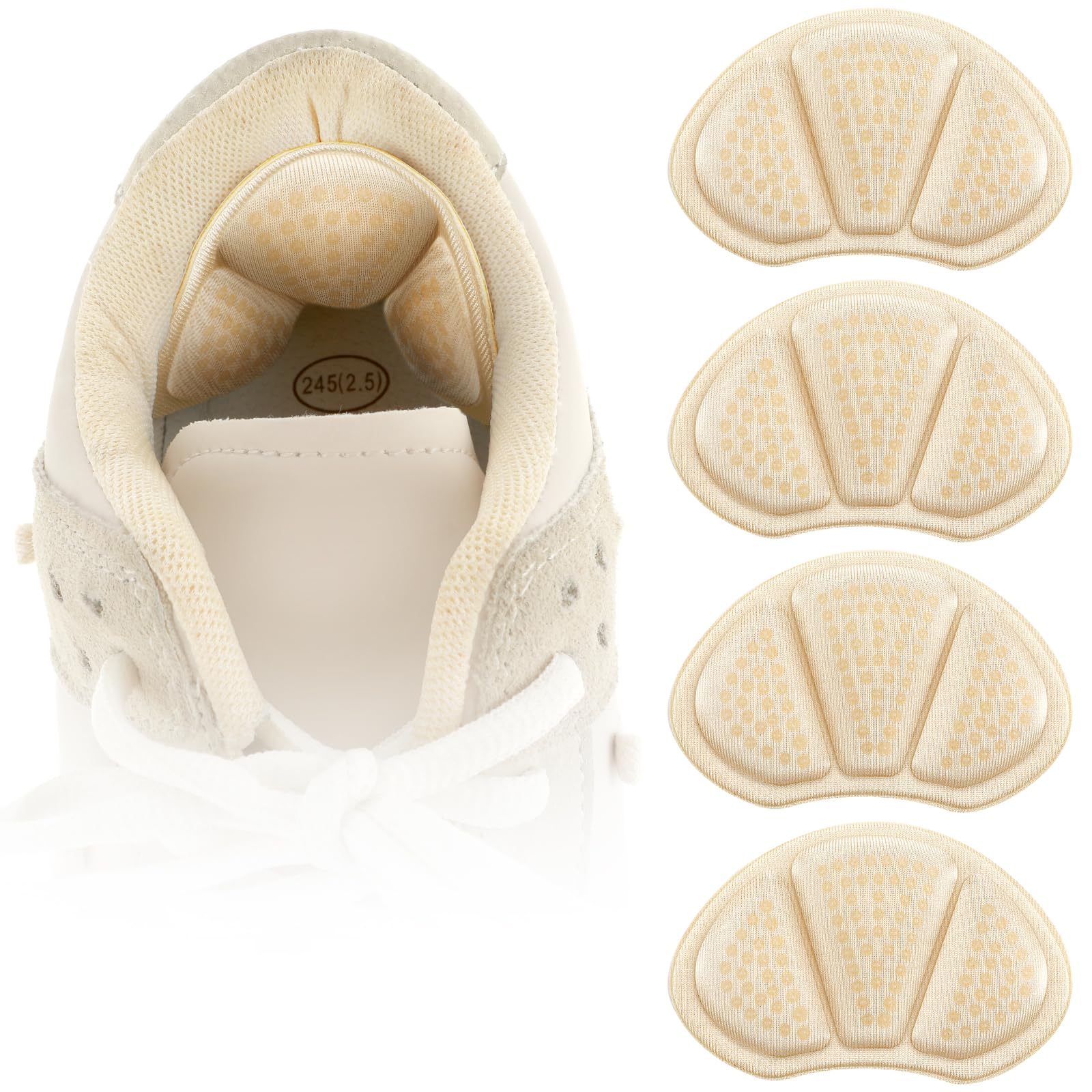 COMNICOHeel Cushion Pads, 2 Pairs Back of Heel Cushion Pads Adhesive Reusable Heel Guards Liners Protect Heel Cushion Inserts for Women Men Loose Shoes Too Big(Black)