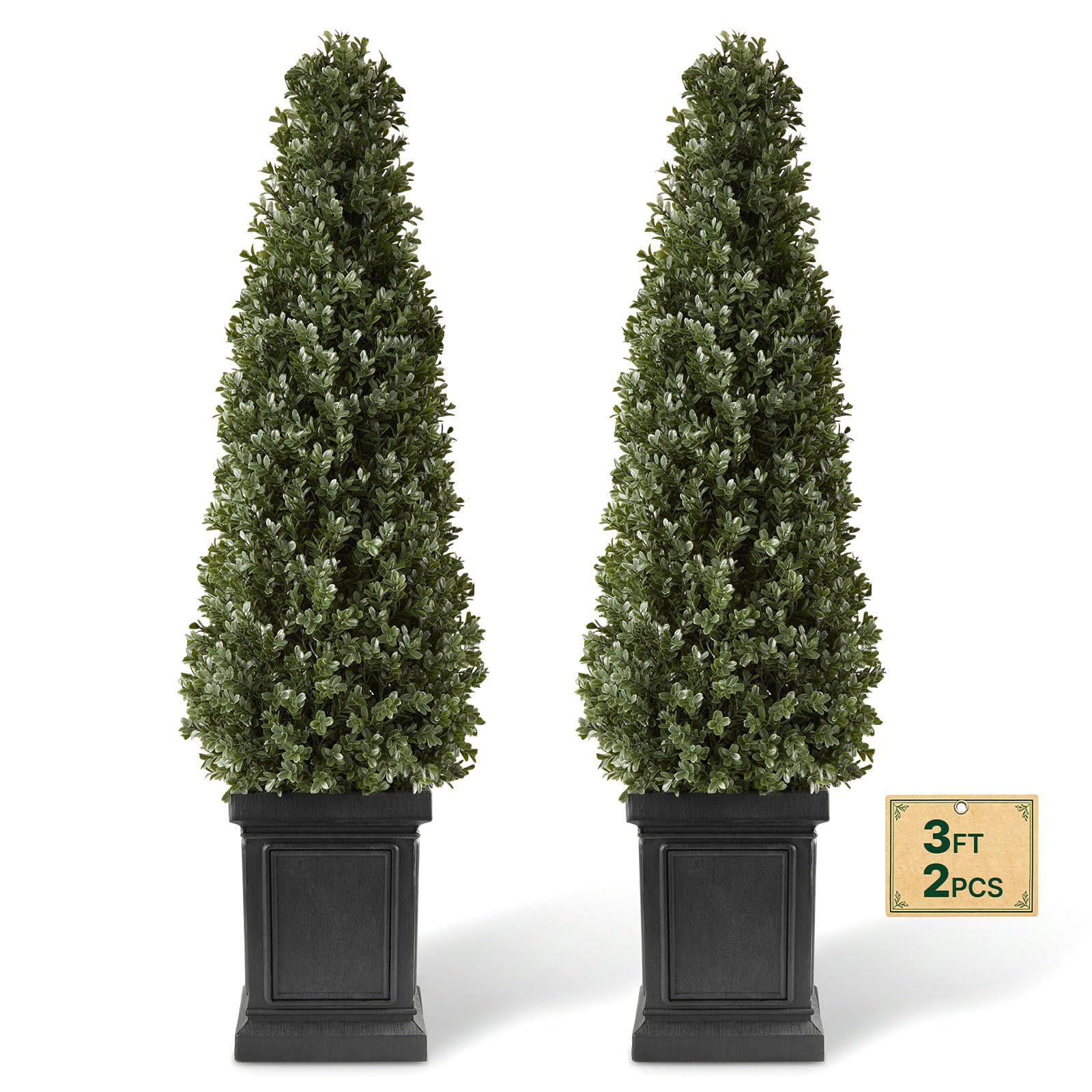 VEVOR Buis Artificiel 1000 mm 2 Pcs Arbres Topiaires Artificiels avec Pots