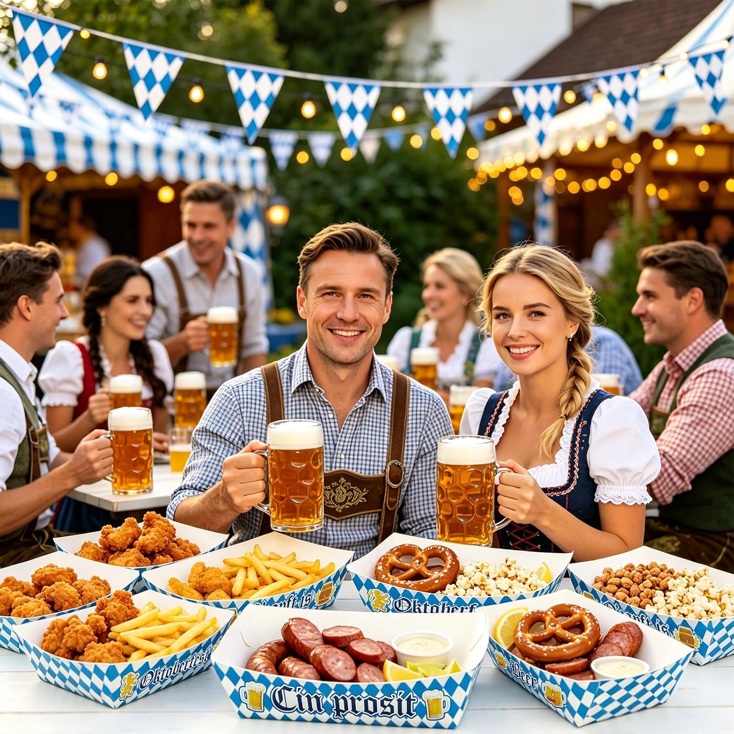 48pcs Oktoberfest Decorations Paper Food Trays