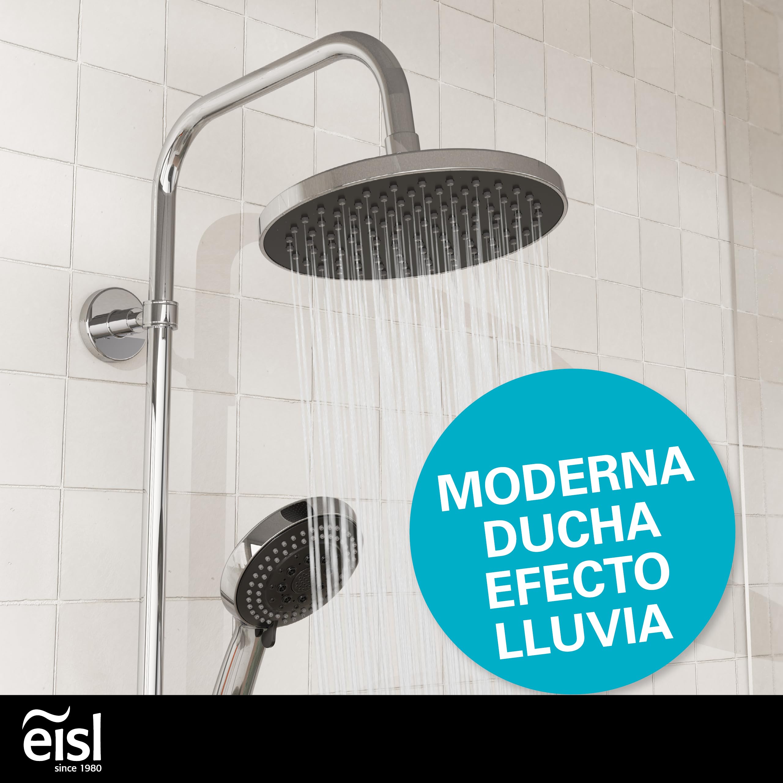 EISL Speed - Juego de ducha sin grifería, sistema de ducha sin grifo con alcachofa grande, juego de ducha para reequipamiento, ducha de mano con 8 funciones, kit de montaje completo y material de