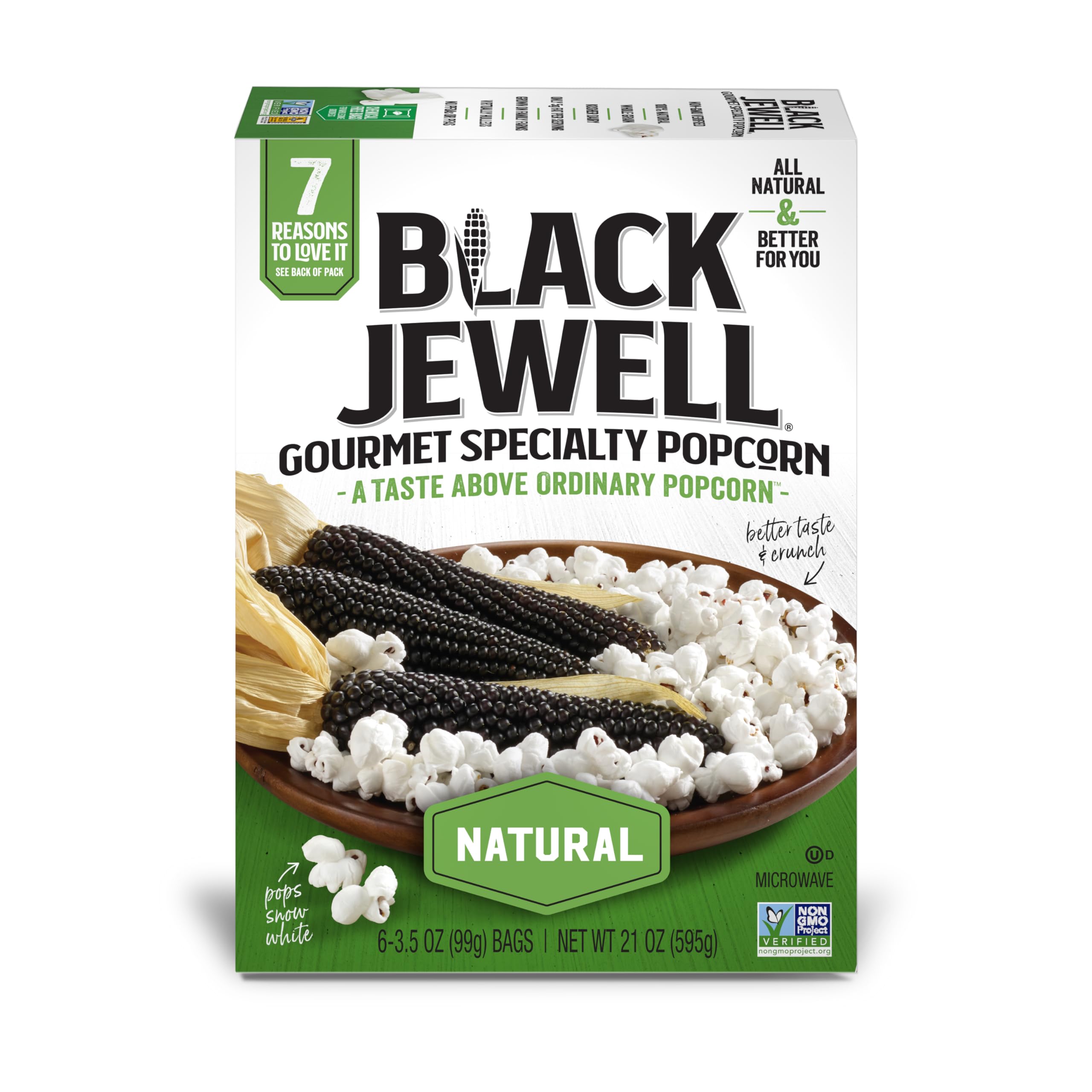 Black Jewell Gourmet Specialty Popcorn, Natural, Microwave, Bulk Case 36 Bags, 21oz (Pack of 6)