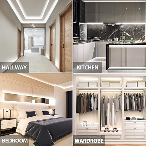 Miniatura 8 de PAUTIX - Tira de luz LED COB de 6000 K, 24 pies, regulable, 24 V, luz diurna, kit de luz de cinta de alto lúmenes con control remoto RF de 24 V/2 A,