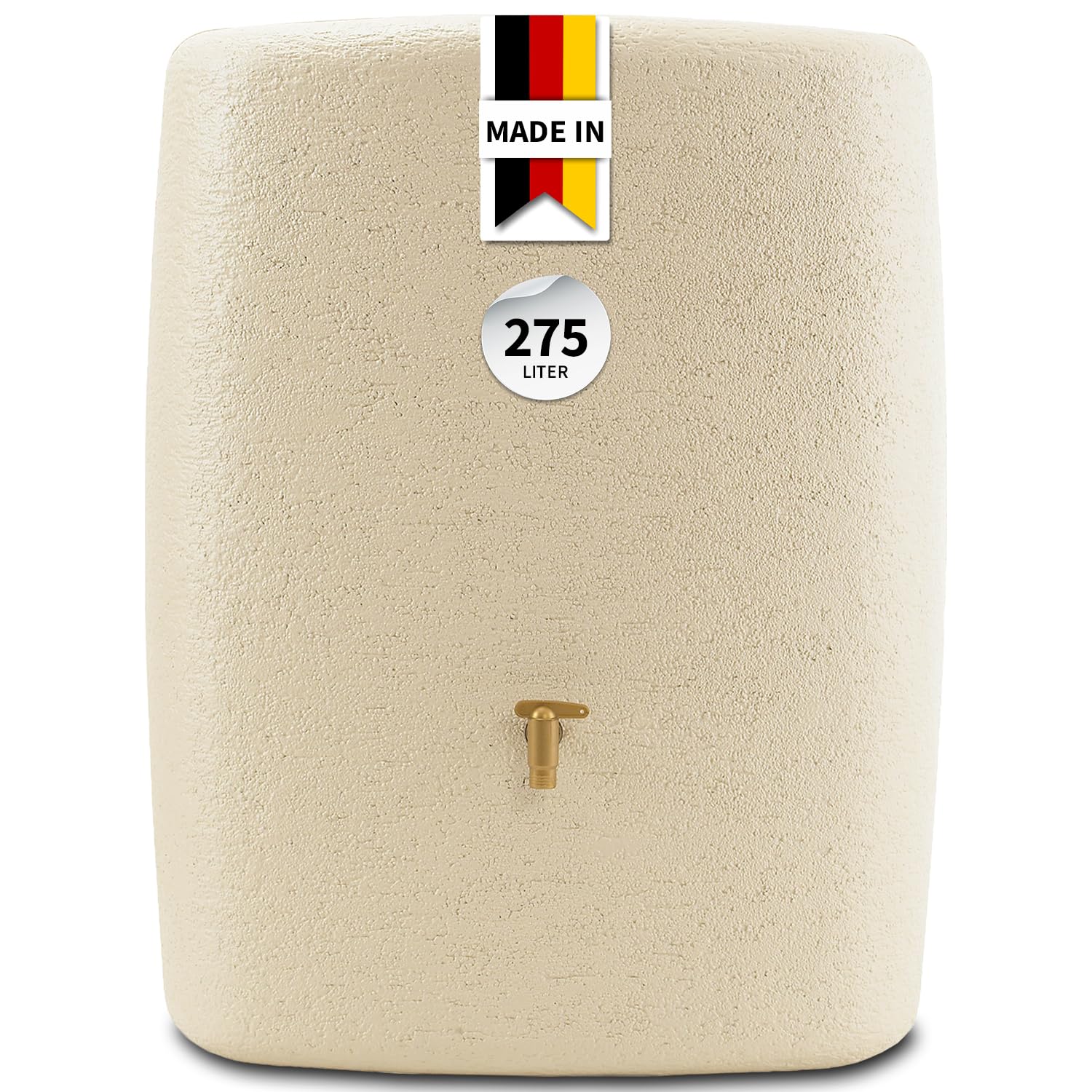 4rain Terra Regentonne 275 L Sandbeige Platzsparender Wandtank | für den Garten