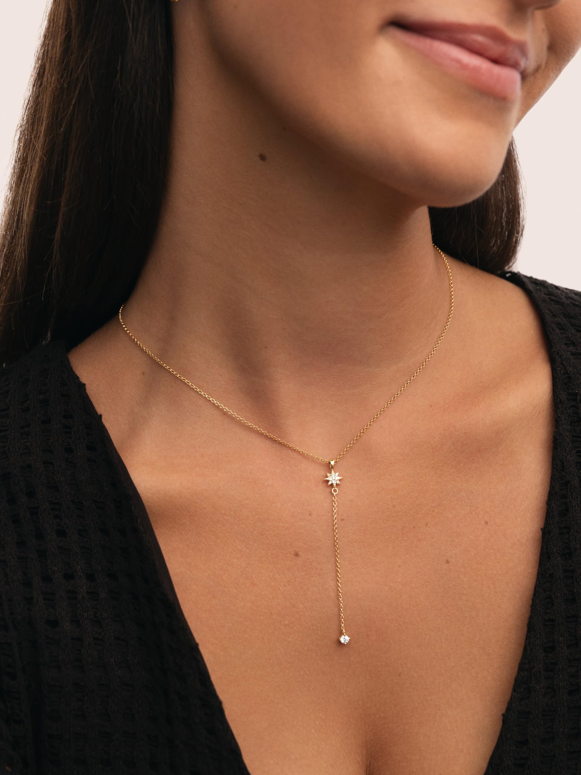 SINGULARU Collar Mujer Y Polar Star Baño Oro