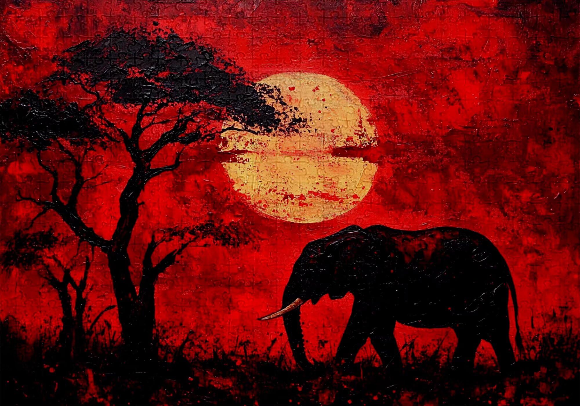 Puzzle 3000 elementów słoń puzzle dla dorosłych księżyc 122 x 81 cm unikalne rzemiosło klasyczne 3D drewniana układanka do rodzinnych gier aktywnych, układanka zrób to sam do dekoracji ścian domu