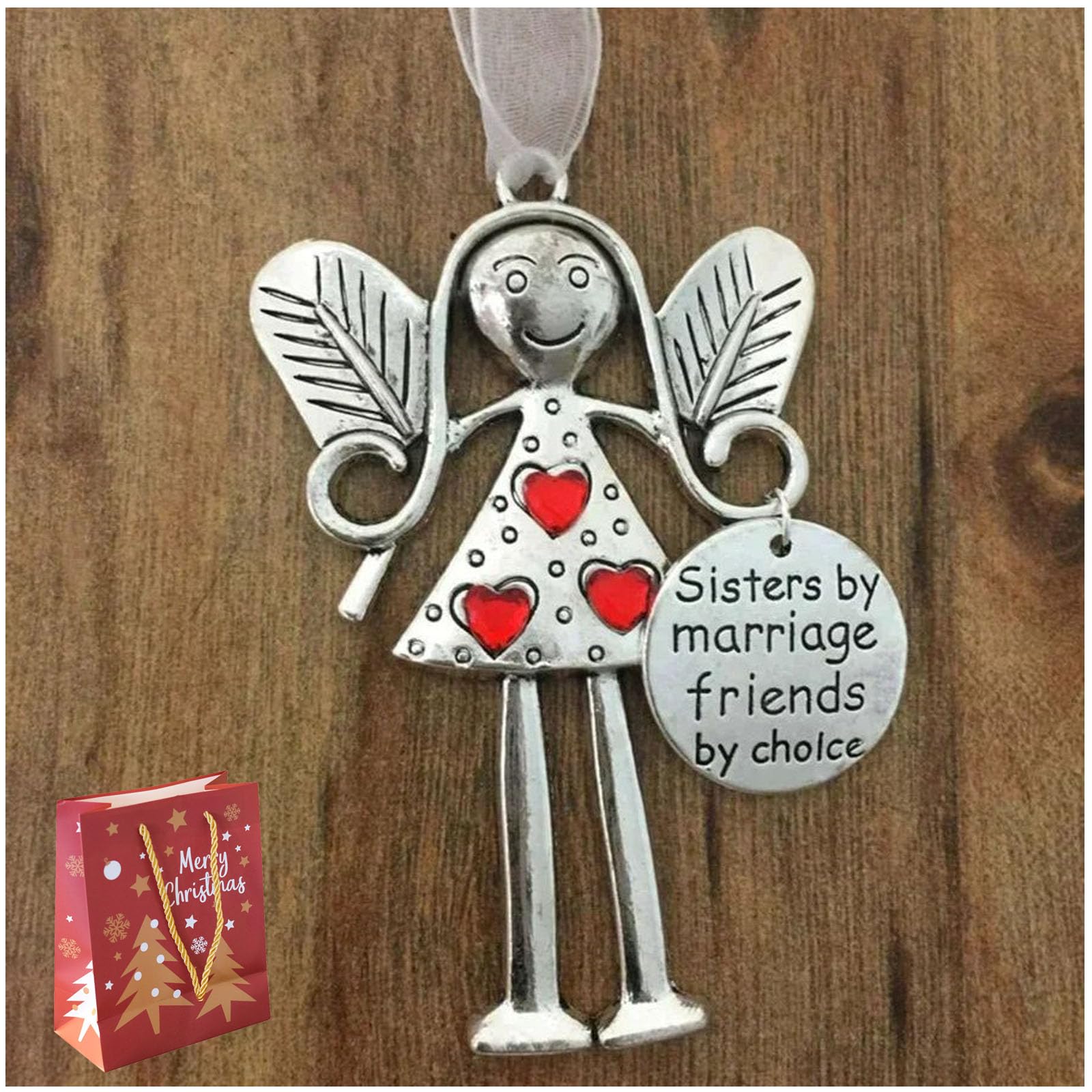 Angel Friendship Ornament Gift, Near or Far From You Will Always Be in My Heart, Crazy Beautiful Friends Forever Angel Ornament, Angelchristmas Tree Ornaments (A)