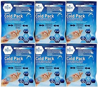 MED PRIDE Instant Cold Pack First Aid Kit Ice Pack for Injuries and Pain Relief, No Freezer Needed, 5in X 6in (6 Count (Pack of 1) Clear)