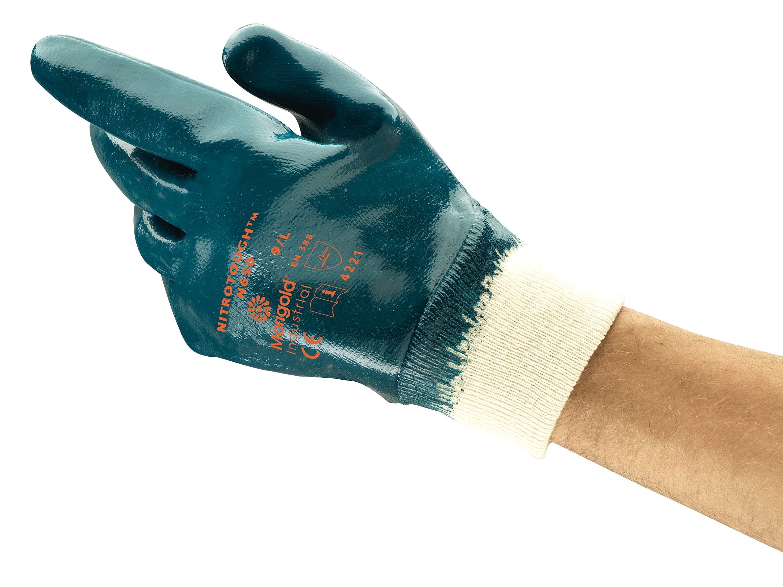 Ansell Nitrotough N650 Guanto Oleorepellente, Protezione Meccanica, Blu, Taglia 8 (12 Paia)