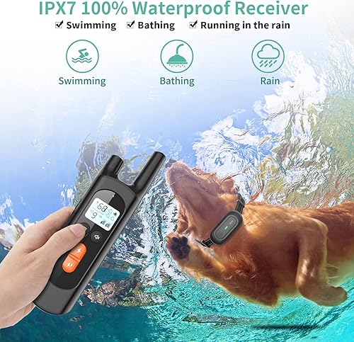 Miniatura 3 de Collar de entrenamiento para perros collar de choque para perros grandes medianos y pequeños con alcance remoto de 2600 pies impermeable recargable