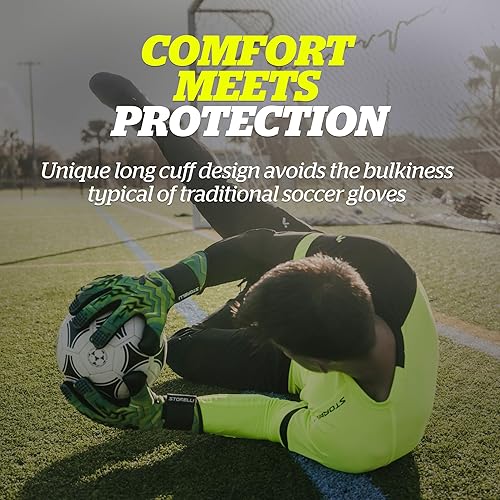 Miniatura 5 de Storelli Guantes de portero Lightning para jóvenes y adultos, corte negativo, látex prémium con lomo de dedos