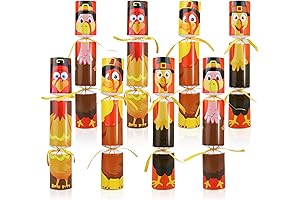 8 Pack Turkey Thanksgiving Crackers No-Snap Party Table Kids Hat Joke & Prizes Gift