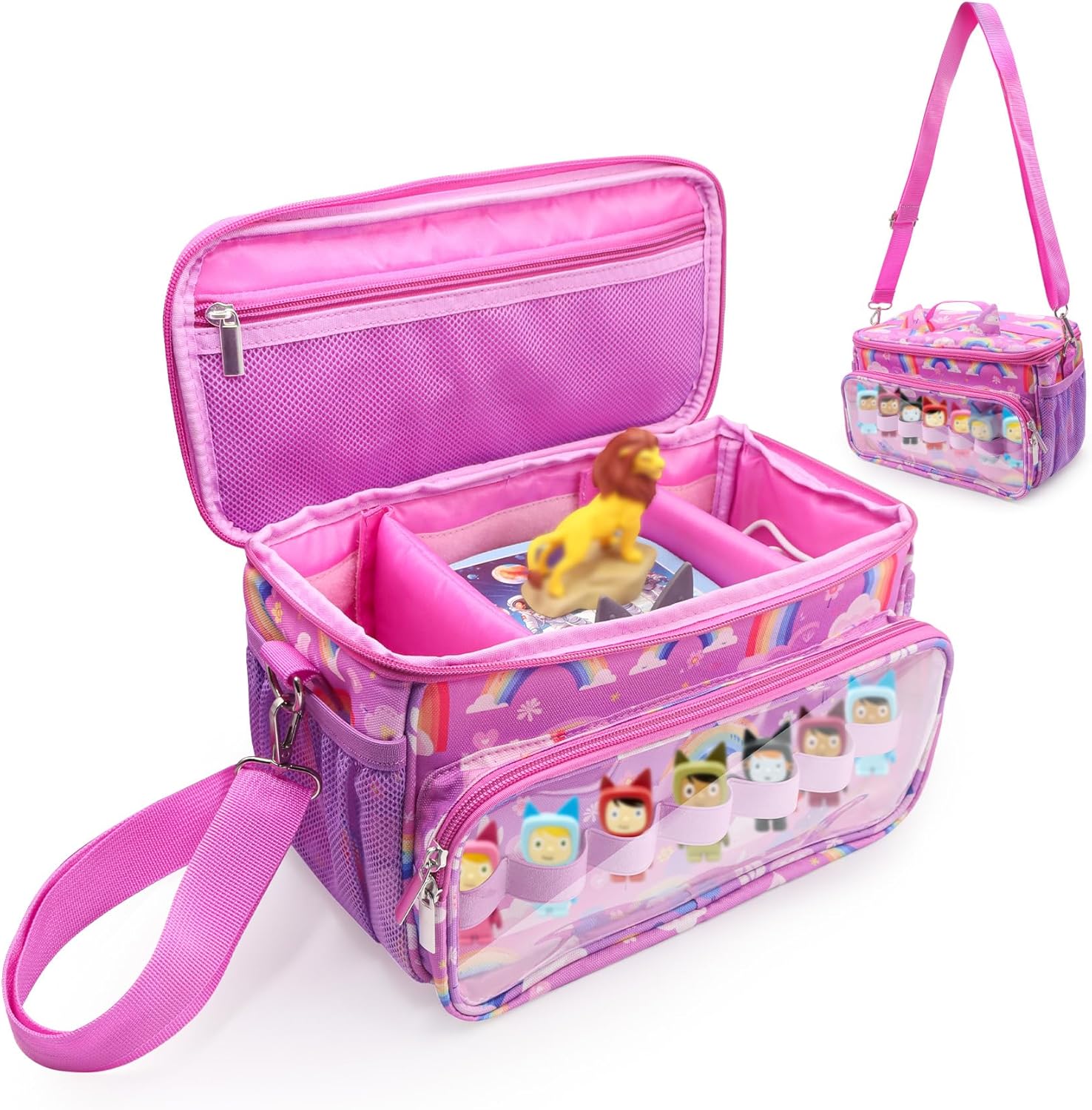 for Tonies Carrying Case, Toniebox 1 2 Case for Tonies Figures,Tonie Characters, Tonies Storage and Organizer with Shoulder Strap,Tonies Box Starter Set,Toniebox 2 Audio Player Bundle (Pink)