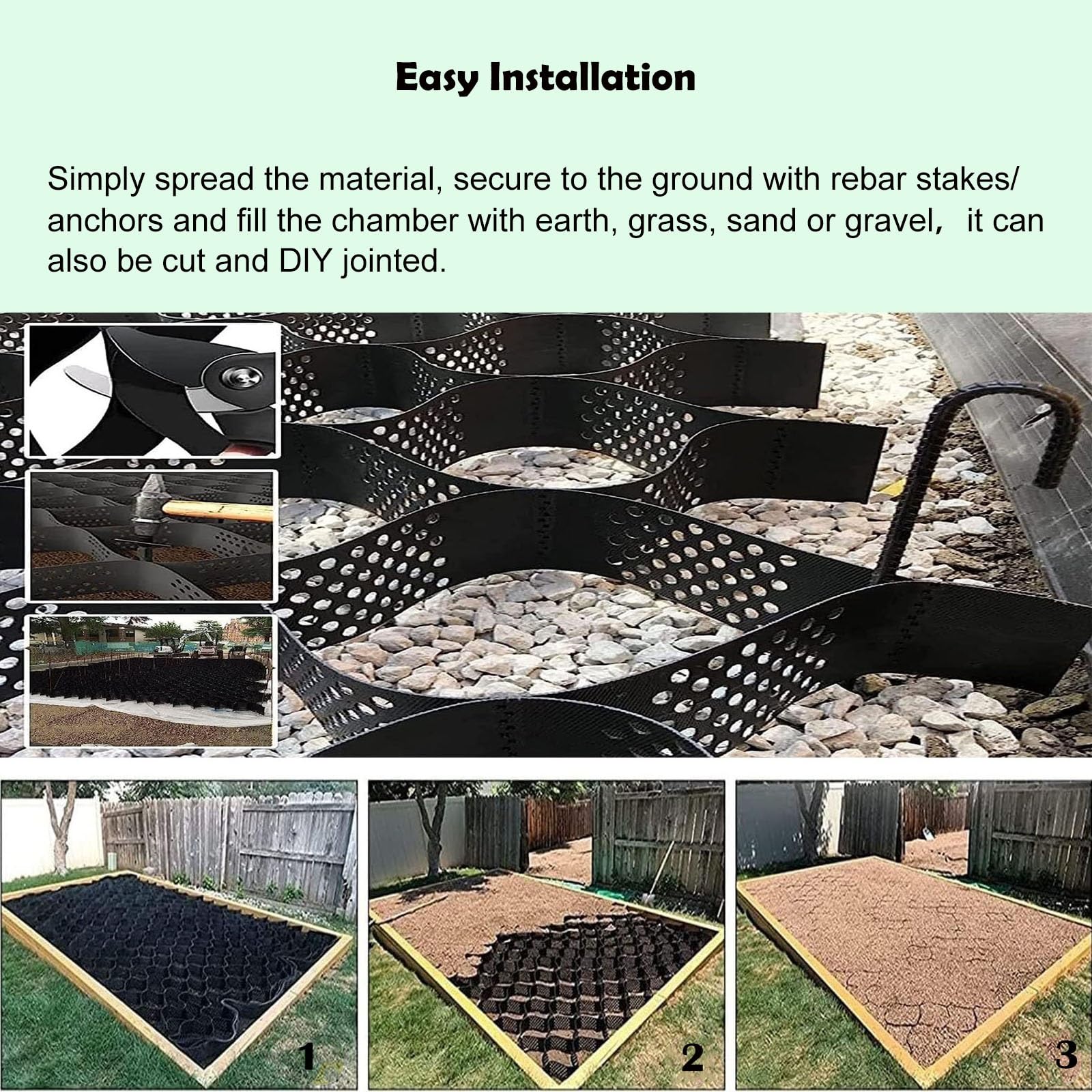 geogriglia Griglie per La Stabilizzazione del Terreno Griglie per Il Terreno Versatili, Espandibili E Pieghevoli, Griglie per Pavimentazioni in HDPE 1885 Lbs di Carico per Sq Ft GeoGrids (Size : 1x5