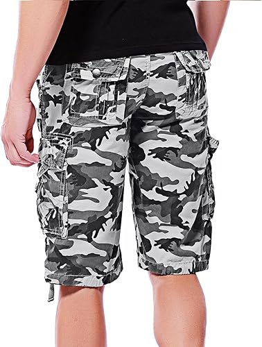 Miniatura 3 de Pantalones cortos cargo de camuflaje para hombre de algodón
