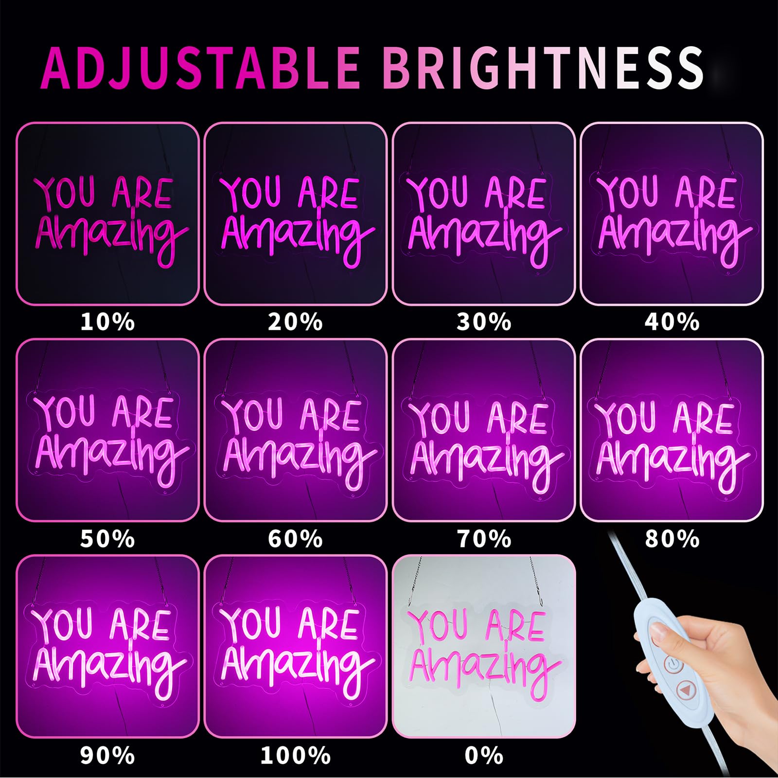 ENUOLI You Are Amazing Neon Signs - Luci al neon artistiche per decorazione da parete, luce LED rosa dimmerabile per camera da letto, bar, matrimoni, feste di compleanno, regali di Natale