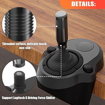 Gear Shifter Knobs and Adapter Compatible with Logitech G29 G920 G923 G27 Driving Force Stick Aluminum Weighted Shift Knob Gear Shifting Lever Handle Black