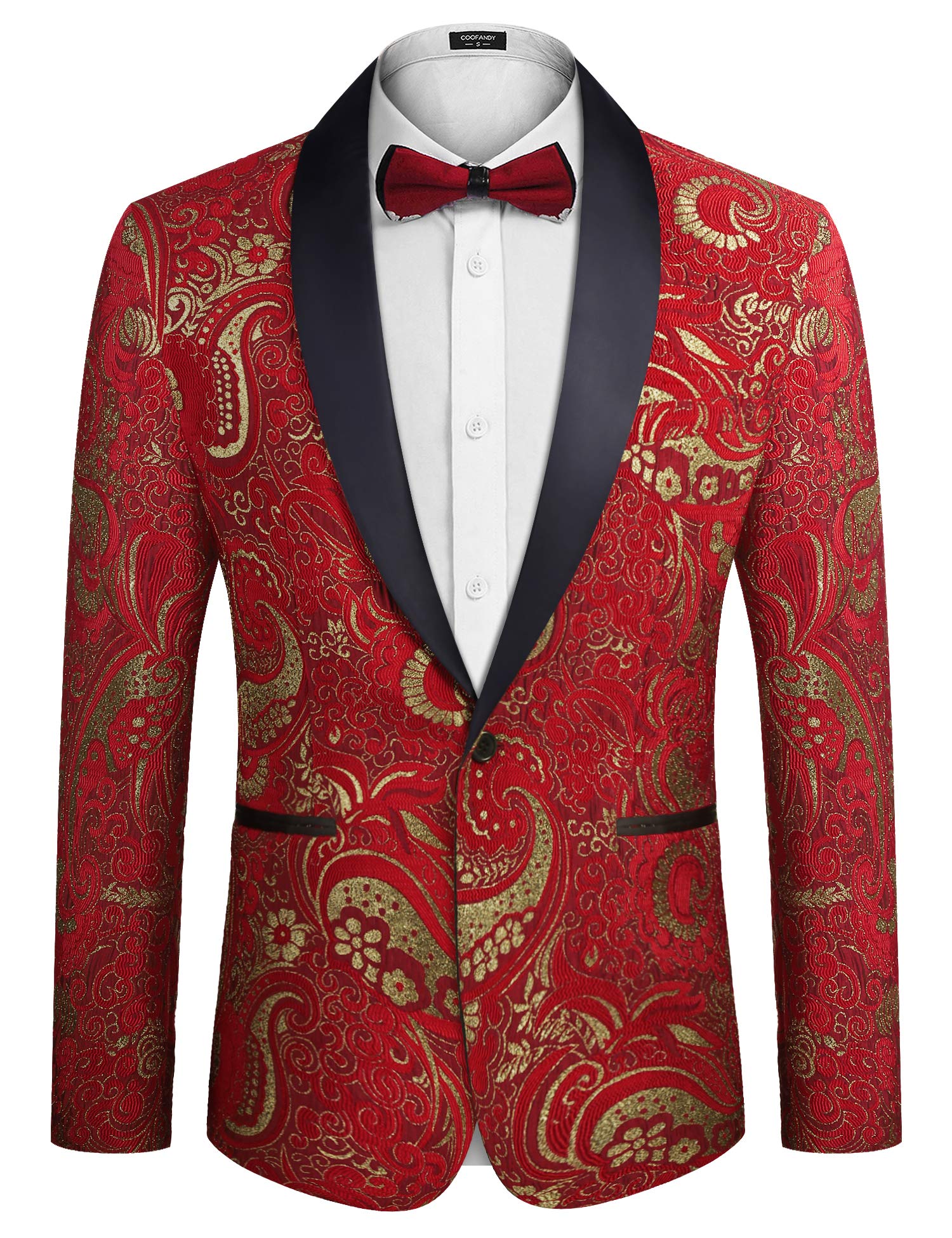 COOFANDY Men's Floral Tuxedo Jacket Luxury Embroidered Wedding Blazer Dress Suit for Party Dinner