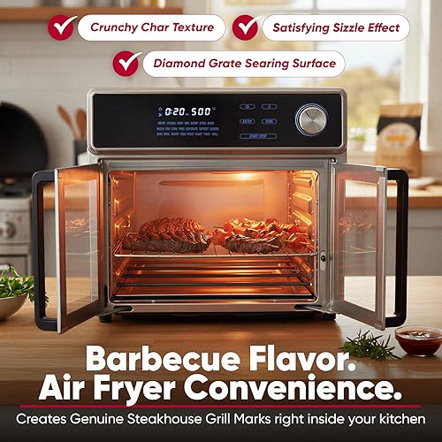 Miniatura 7 de Horno freidora de aire, horno tostador 10 en 1 de 26 cuartos de galón y freidora de aire, freír, hornear, asar, asar y más, puertas francesas de