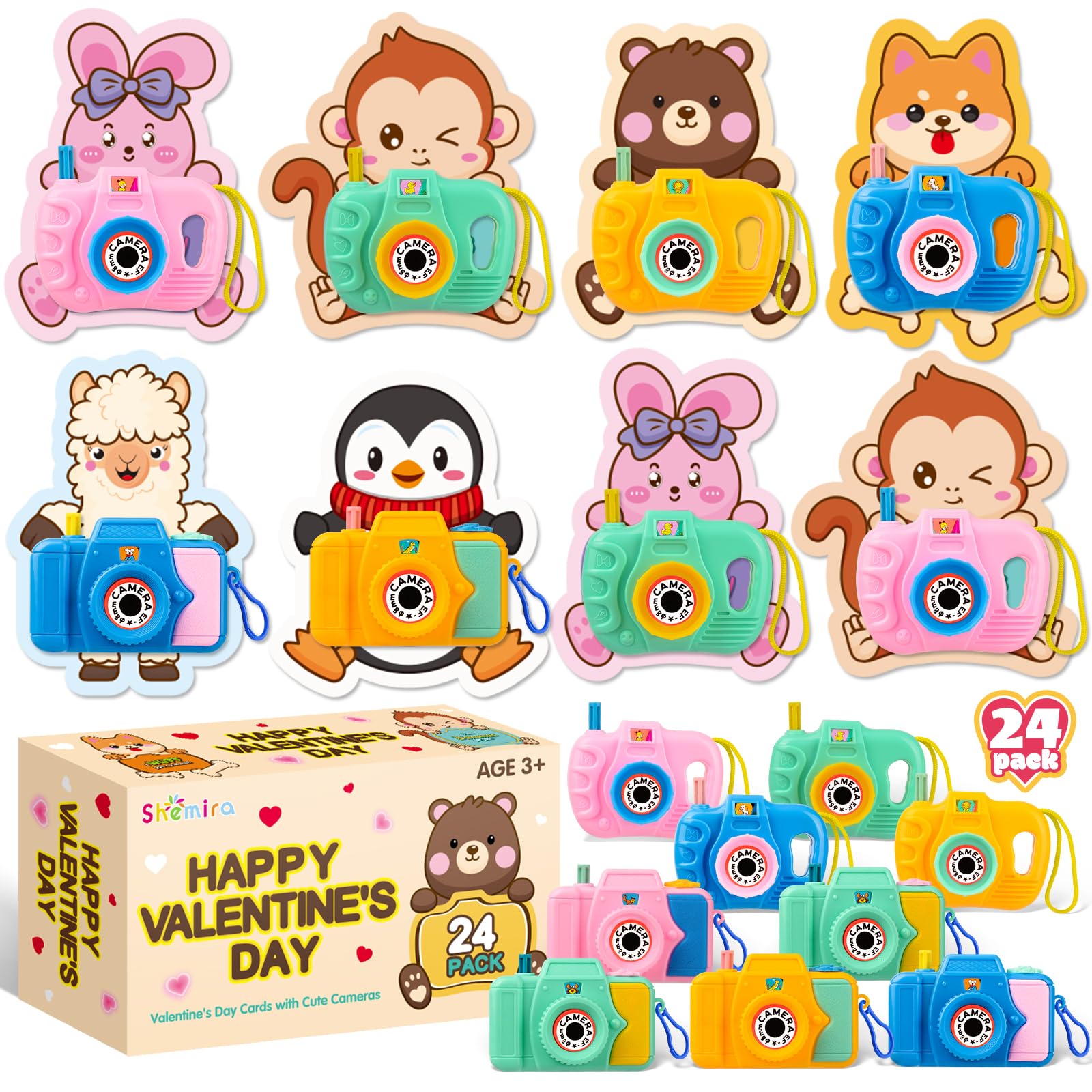 Photo 1 of 24 Pack Valentines Day Cards for Kids School, Valentine's Greeting Cards with Mini Camera Viewers, Valentine's Day Gifts for Kids Classroom School Exchange, Exchange Cards Gift for School Classroom