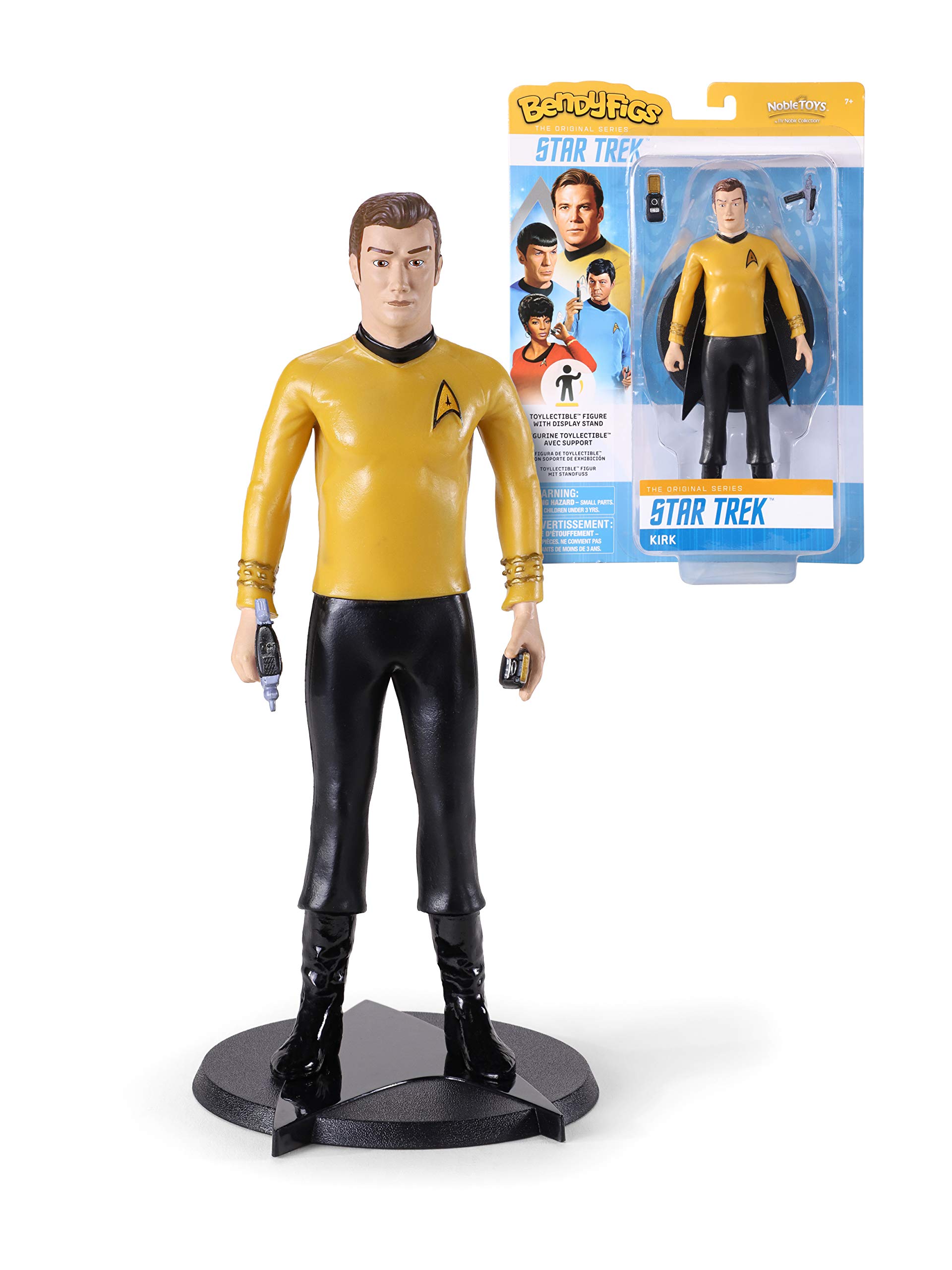The Noble CollectionStar Trek Bendyfigs Captain Kirk - 7.5in (19cm) Noble Toys Bendable Figure Posable Collectible Doll Figures With Stand