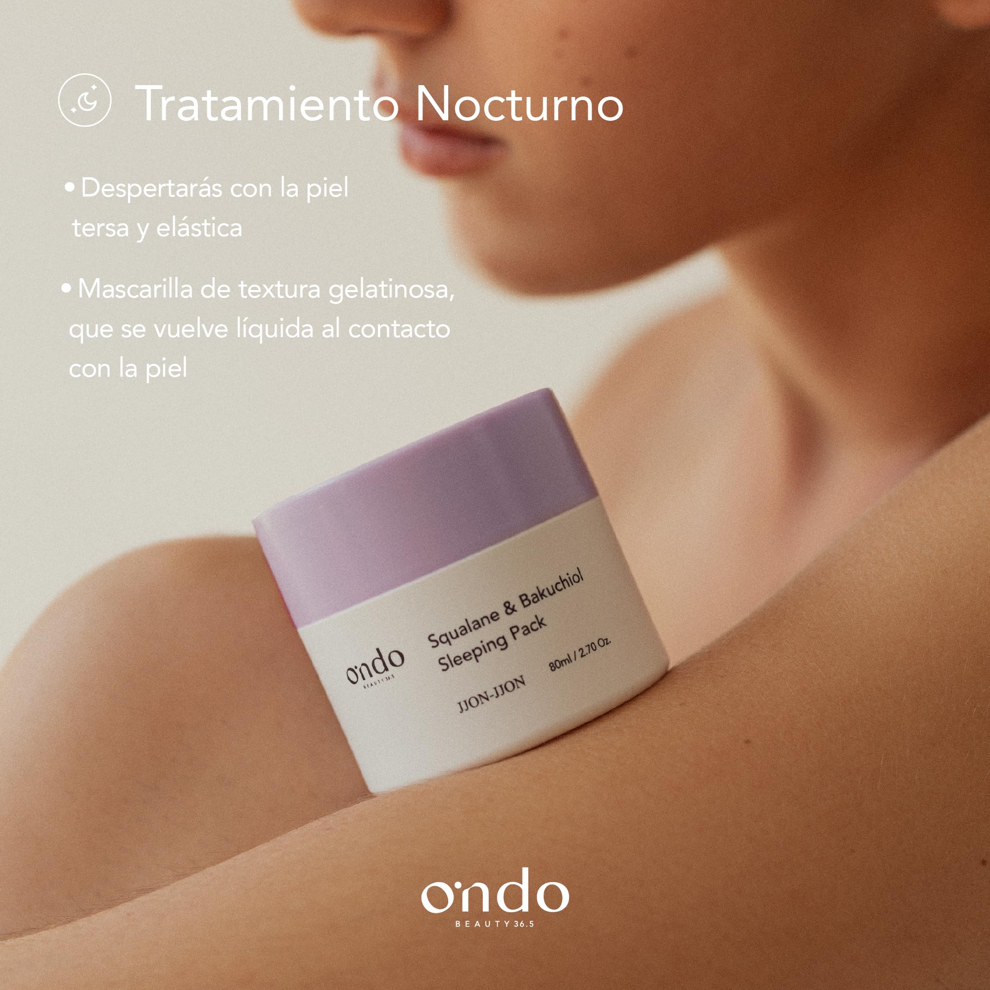 Ondo Beauty 36.5 Squalane & Bakuchiol Sleeping Pack – Mascarilla Nocturna Reafirmante, Nutritiva y Revitalizante con Escualano y Bakuchiol | Cosmética Vegana Coreana | 80 ml