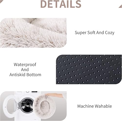 Miniatura 4 de Love's cabin, Cama para gatos de interiores con base lavable con lavadora, resistente al agua, cojín suave para perro y gato para alivio de