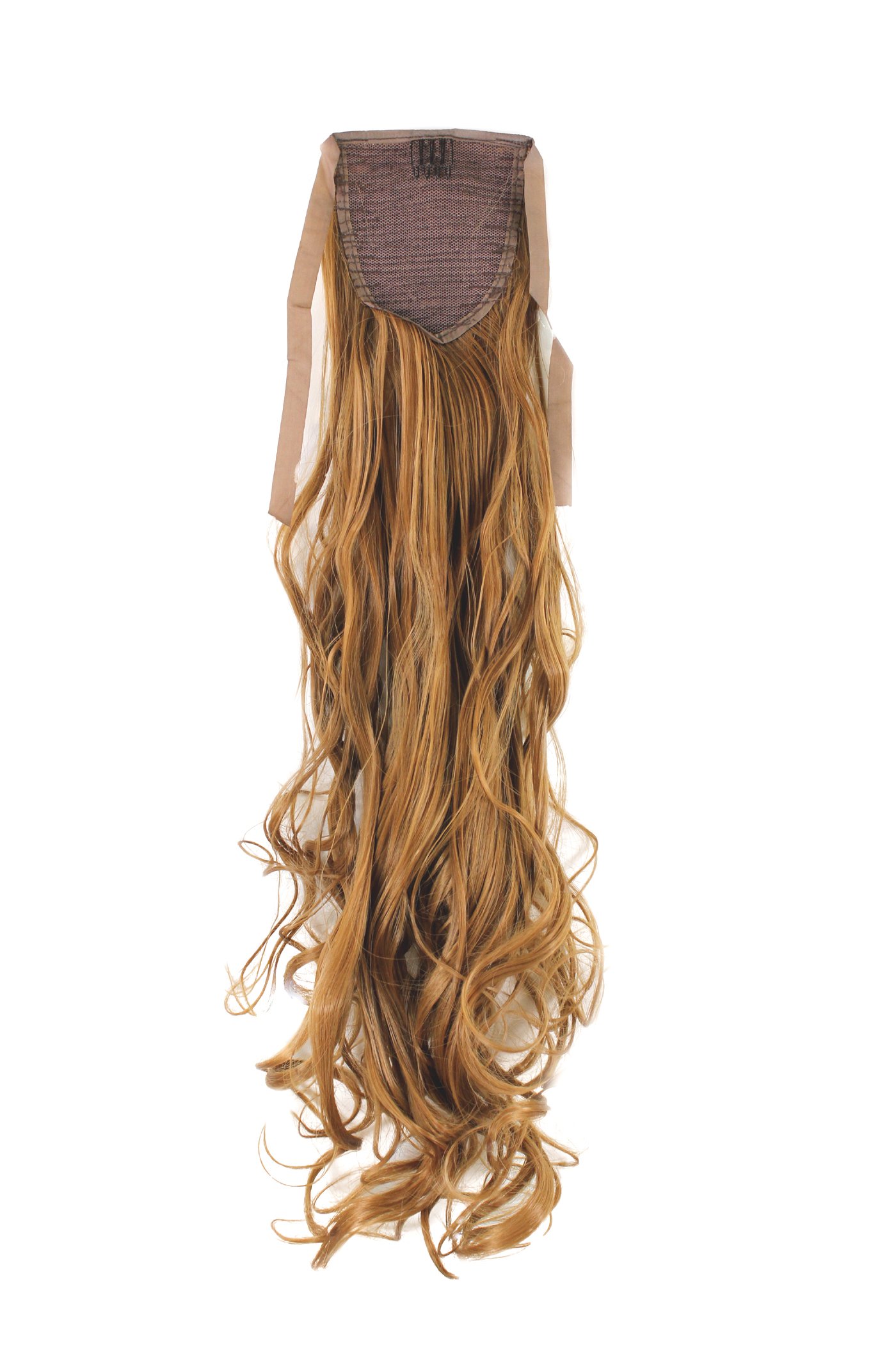 Hairpiece PONYTAIL (comb & ribbon wrap-around system) extension pigtail very long (24 inches) slightly CURLED wavy DARK BLOND slight touch of redblond copper YZF-1094HT-27 - Image 2