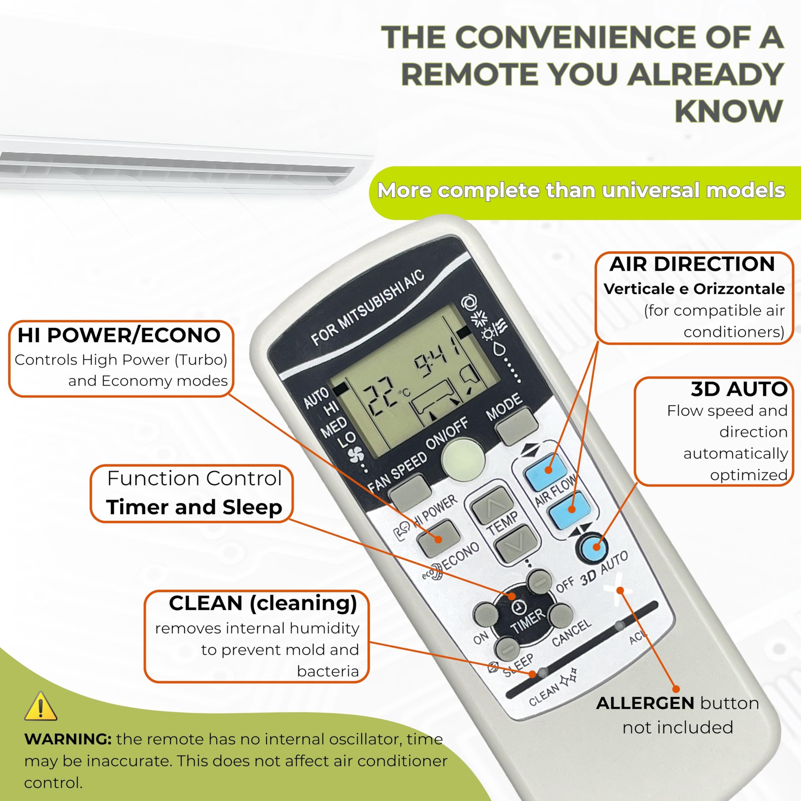 Remote User Guide Rkx502 Wellclima RKX502A001 Remote Control for Air Conditioner Compatible with ...
