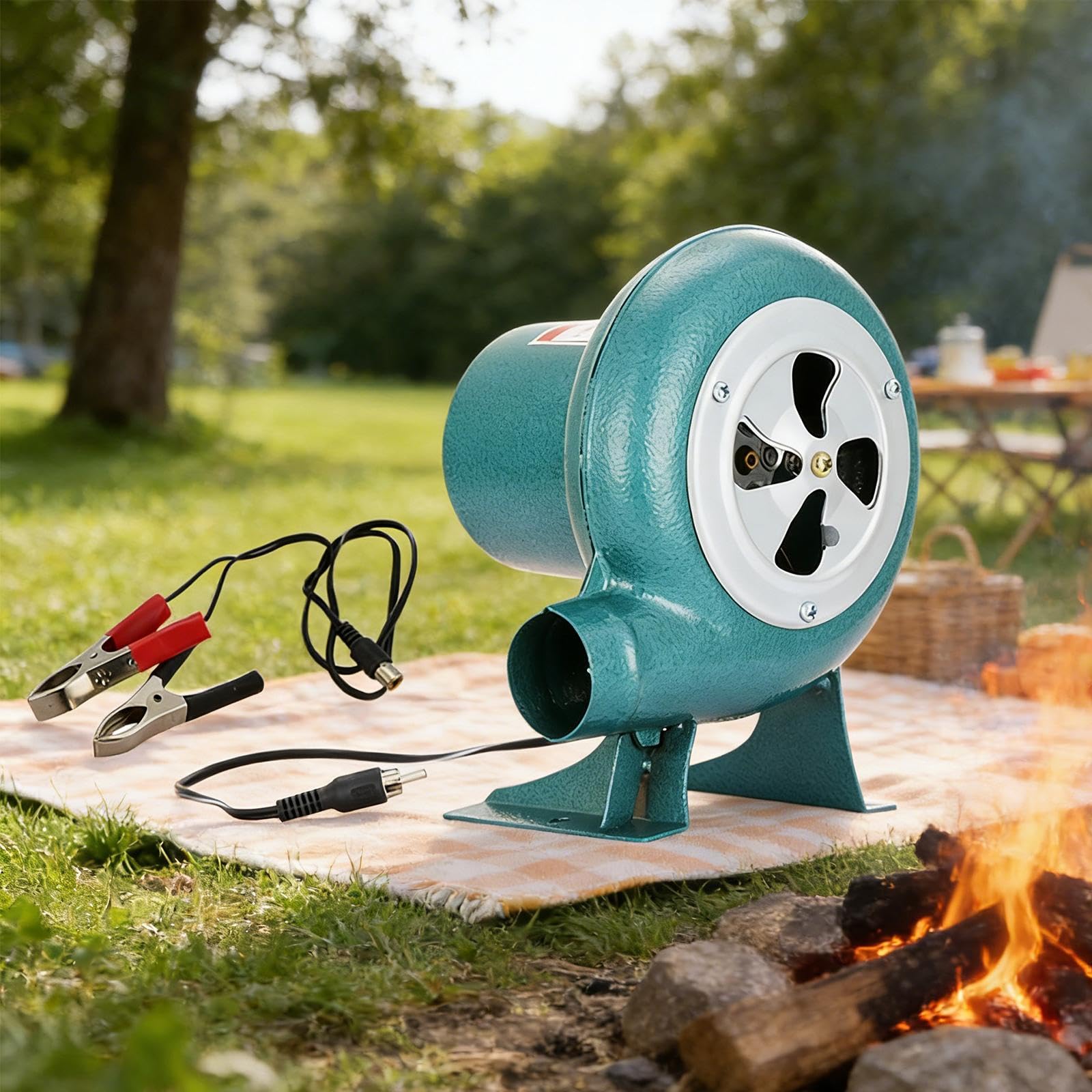 Electric Air Blower Ventilatore Portatile Barbecue con Cavo di 50cm E Clip Batteria Adatto per Cucina all’Aperto Campeggio Barbecue, 80w