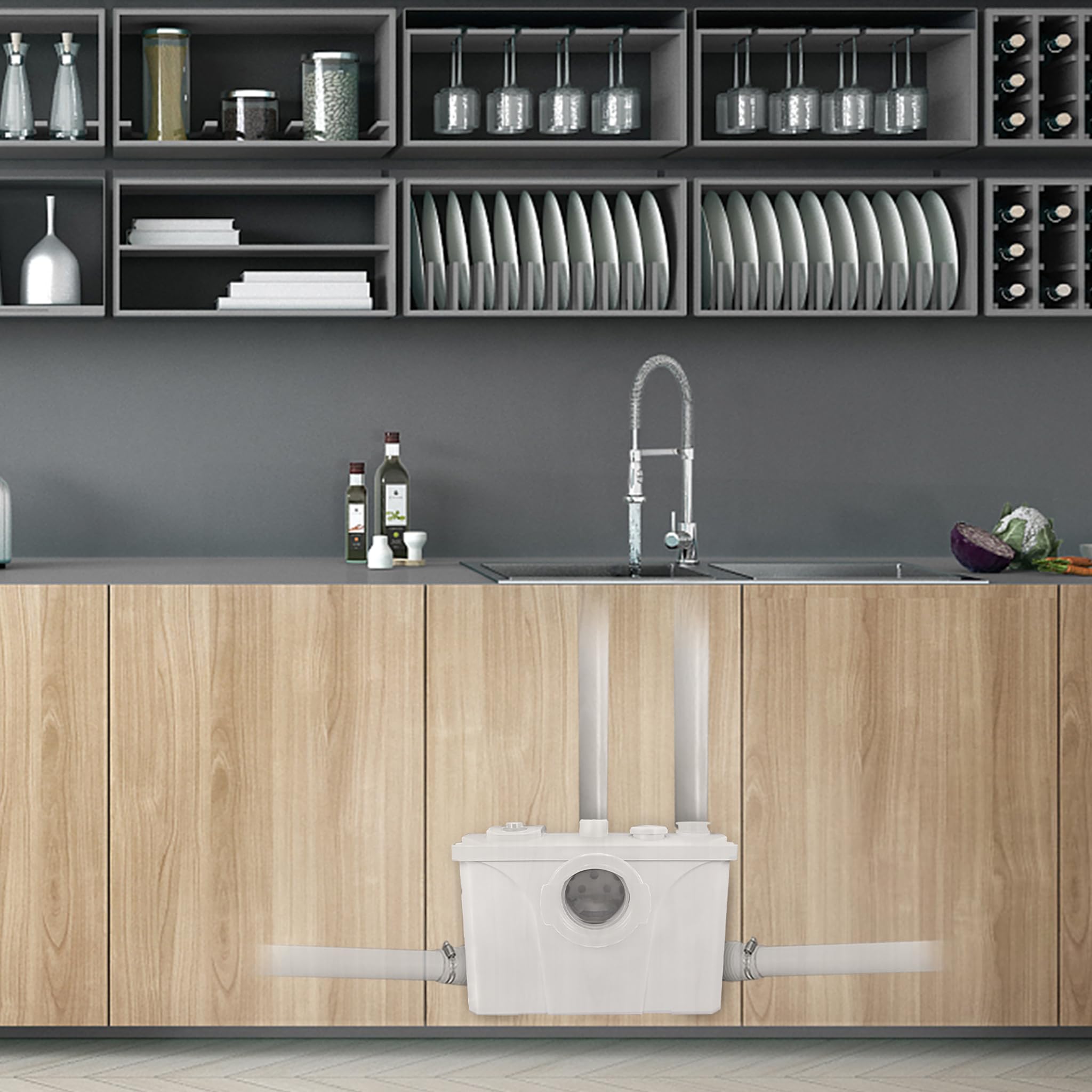 Froadp Pompy do Ścieków Sanitarnych 700W Przydomowa Stacja Podnoszenia Pompa do Ścieków z łopatkami ze Stali Nierdzewnej i Węglem Aktywnym Przepływ do 180L/min do Prysznica Kuchnia Umywalka