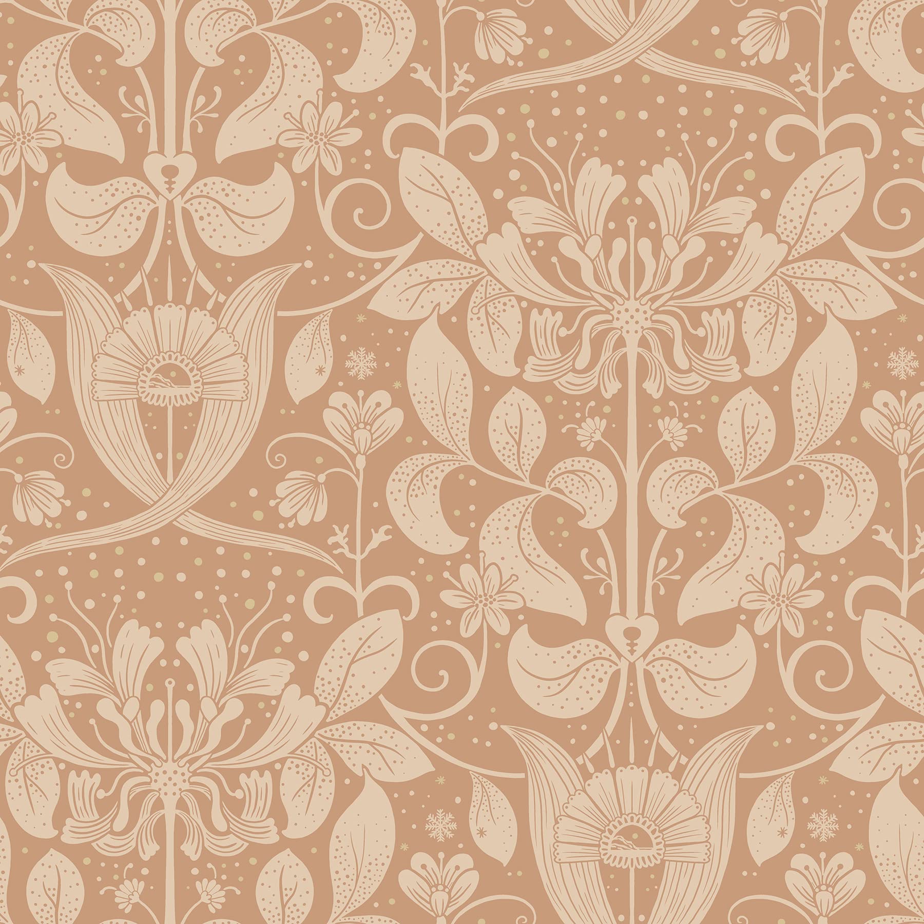 Lorient, Berit Coral Floral Crest 33 ft L X 20.9 in W, Wallpaper.