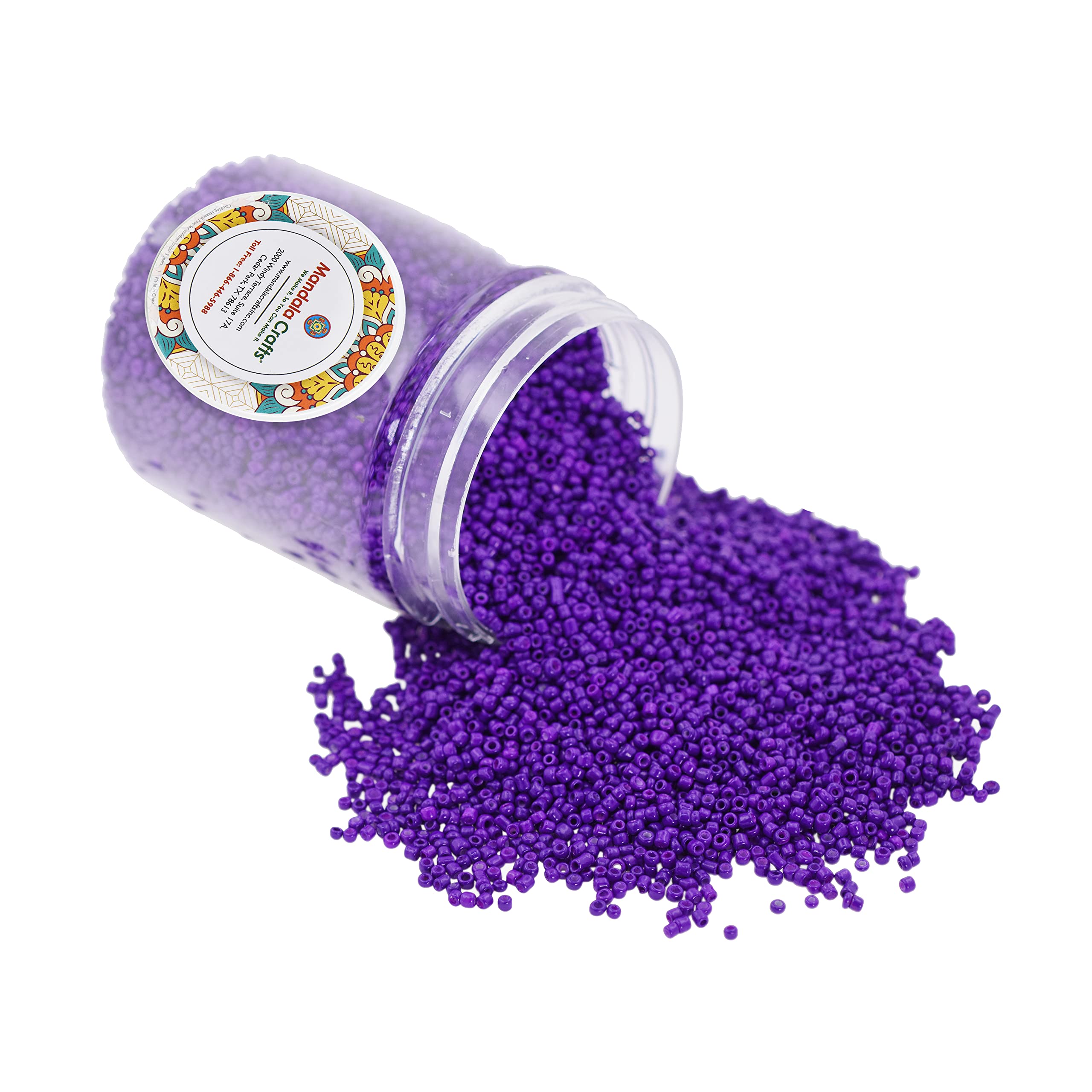 Mandala Crafts 2mm Purple Round 11/0 Glass Seed Beads for Beadwork