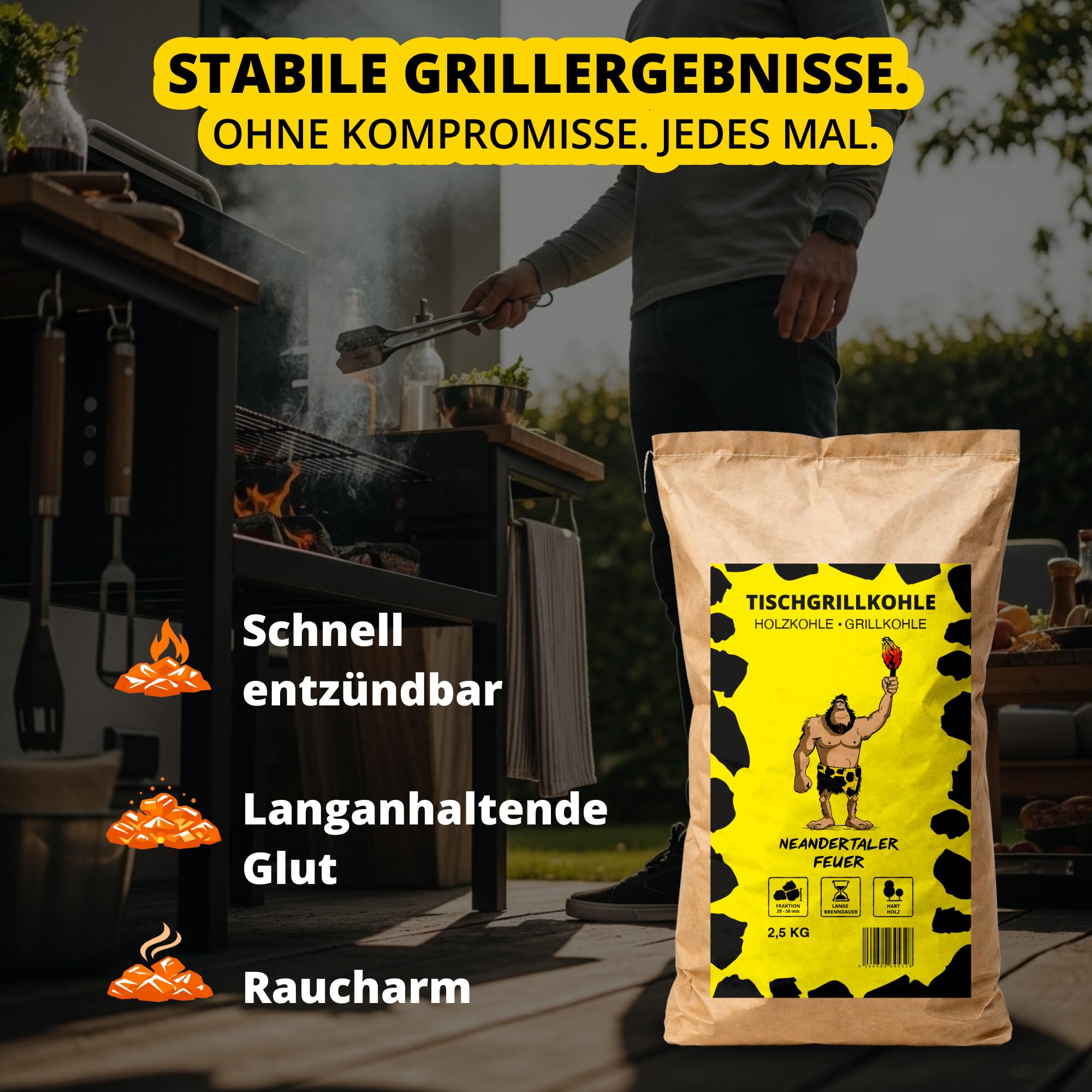Tischgrillkohle Holzkohle Grillkohle – 7,5 kg Grill Kohle für Tischgrill Balkon Dutch Oven Minigrill BBQ | Grillholzkohle Buchenholzkohle Charcoal Barbecues | Restaurant Qualität