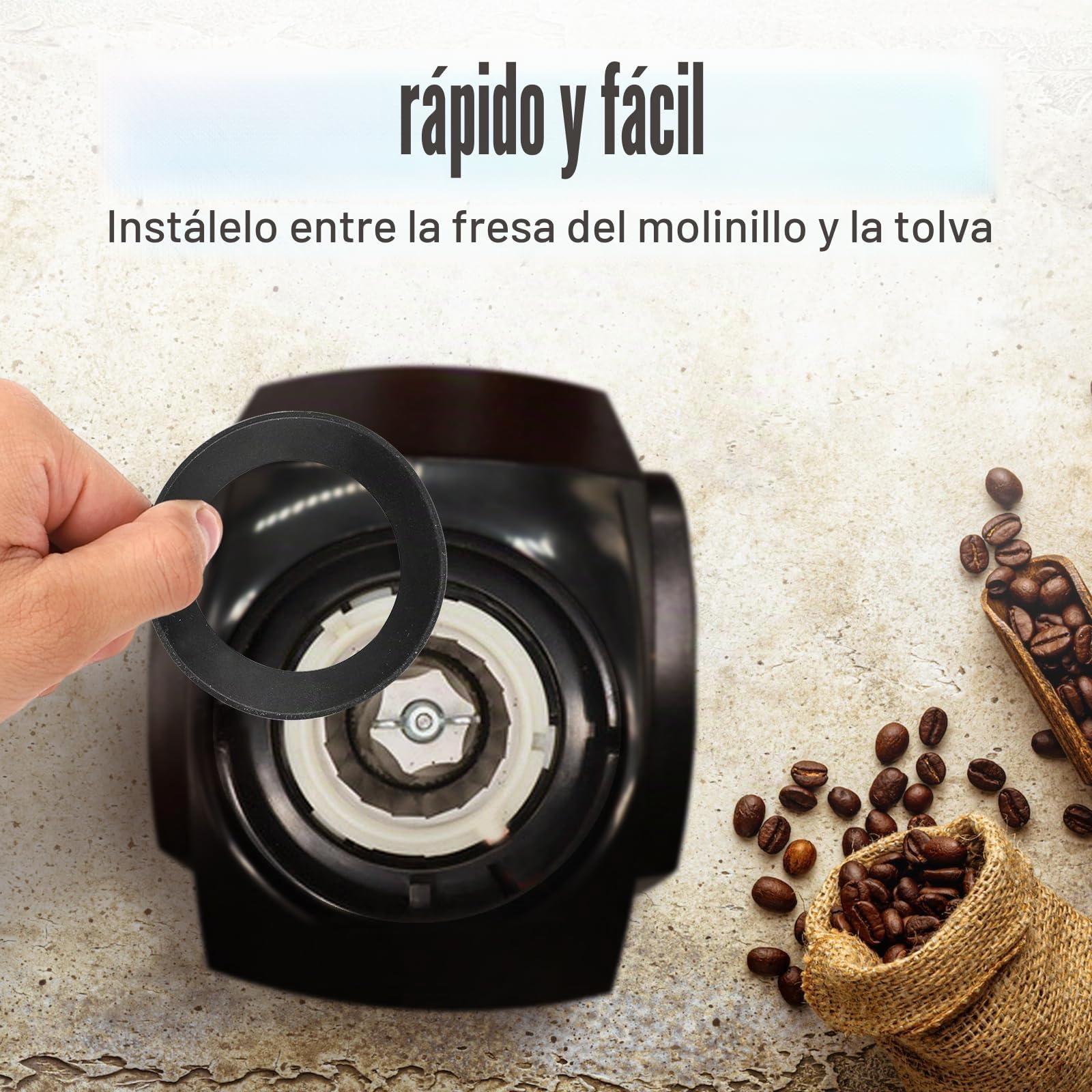 4uds Junta de Repuesto para Baratza Encore Molinillo, Silicona Junta de Molinillo de Café Anillo para Baratza Virtuoso Molinillo de Café y Molinillo de Café Eléctrico de Rebaba Cónica (Negro)