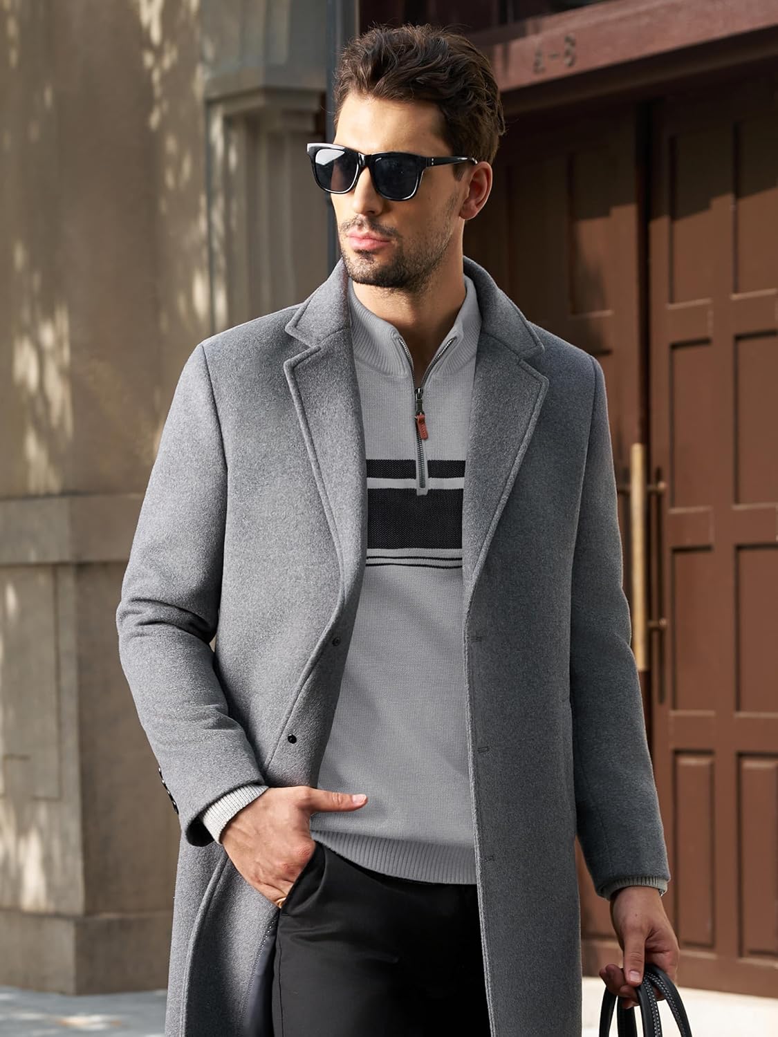 MAGNIVIT Men's Sweater Quarter Zip Striped Pullover Fall Winter Spring Color Block Polo Sweatshirts - Image 4