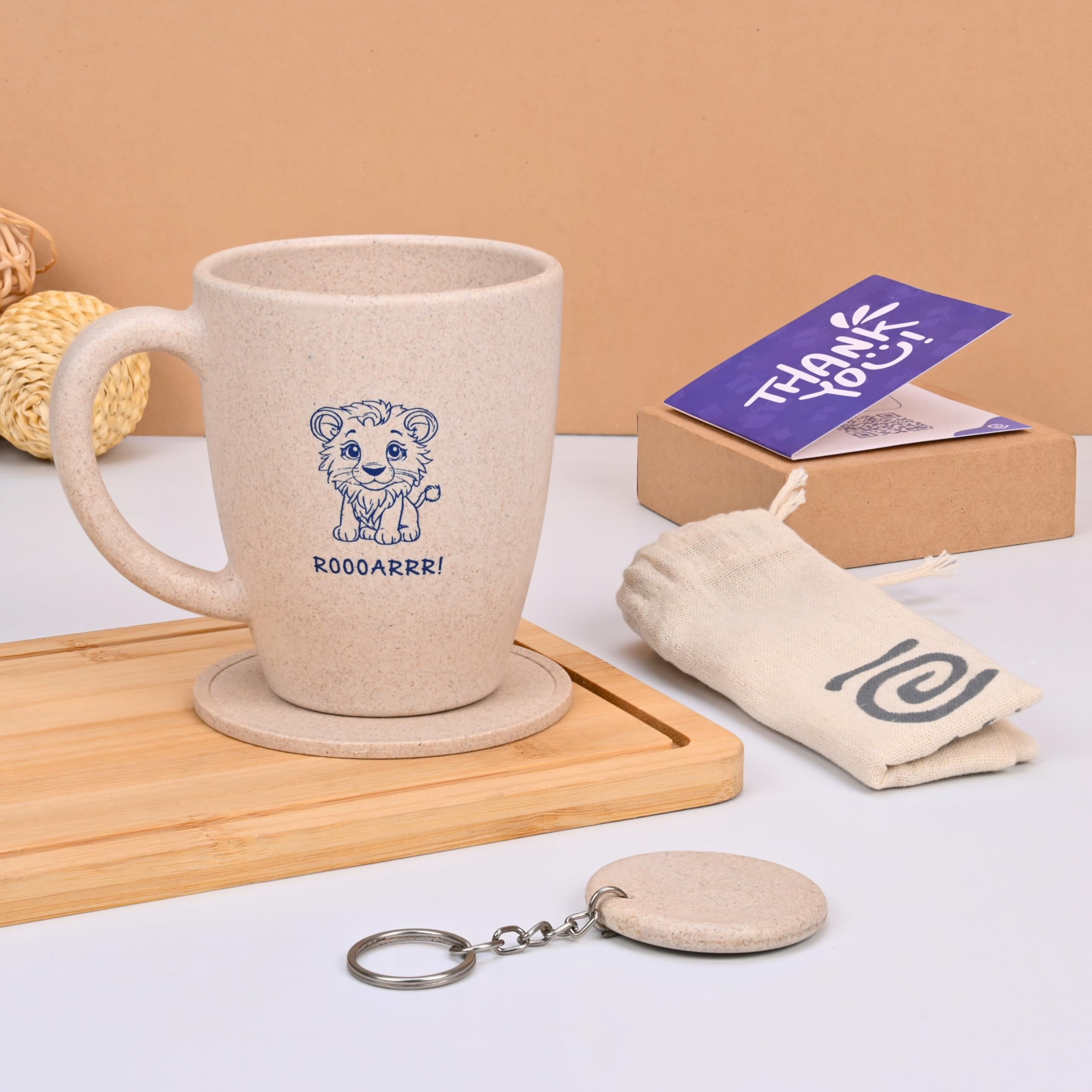 Eha Earth- Friendly Roar Coffee Mug for Kids | Birthday Gift | Gift for Brother | Gifts for Sister | Set of 1 | 300 ml | Coffee Mug | Made with Rice Husk| Sand Castle