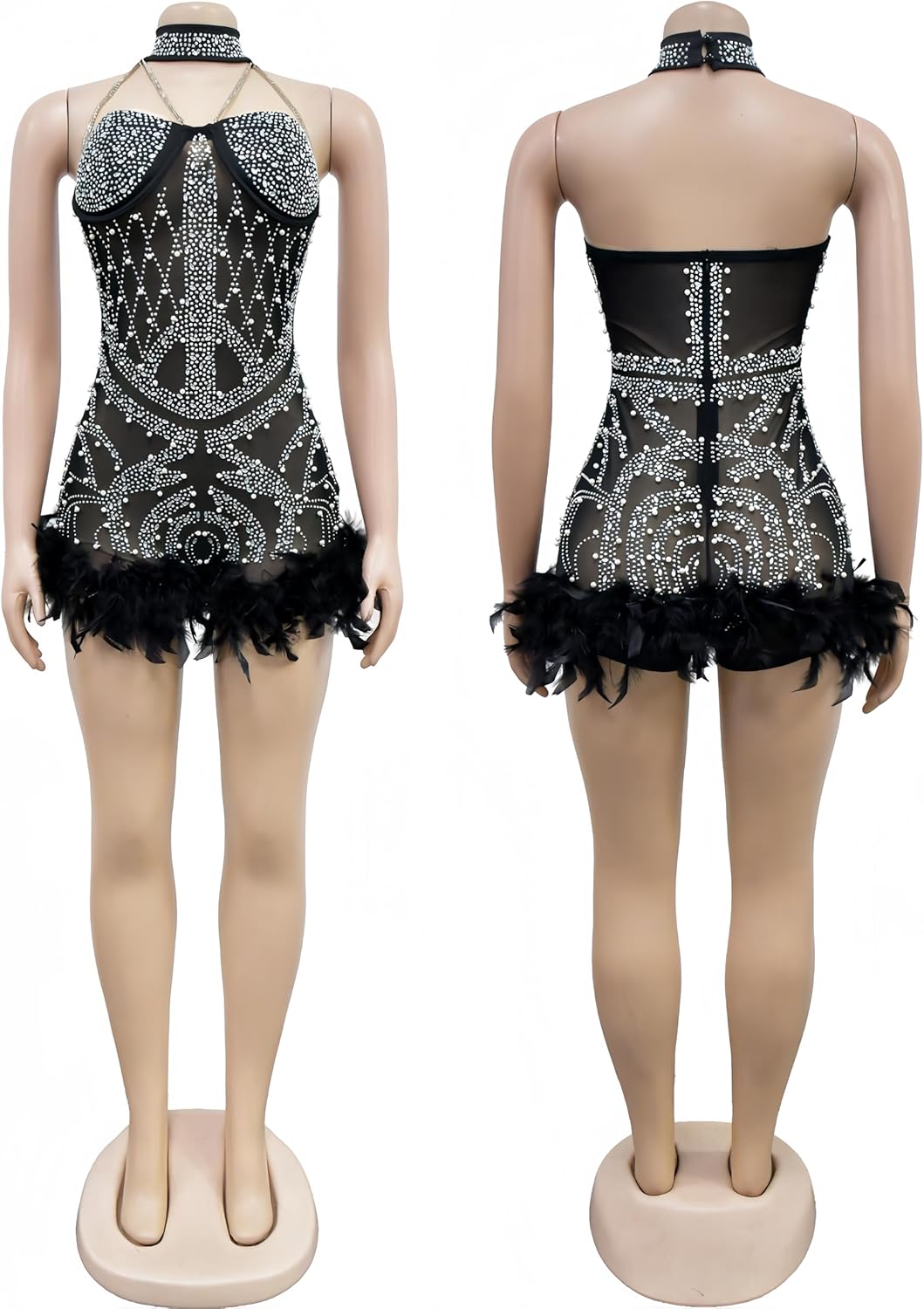 Rhinestone Sequin Bodysuit Birthday Outfit for Women Sexy Party Night - Image 5