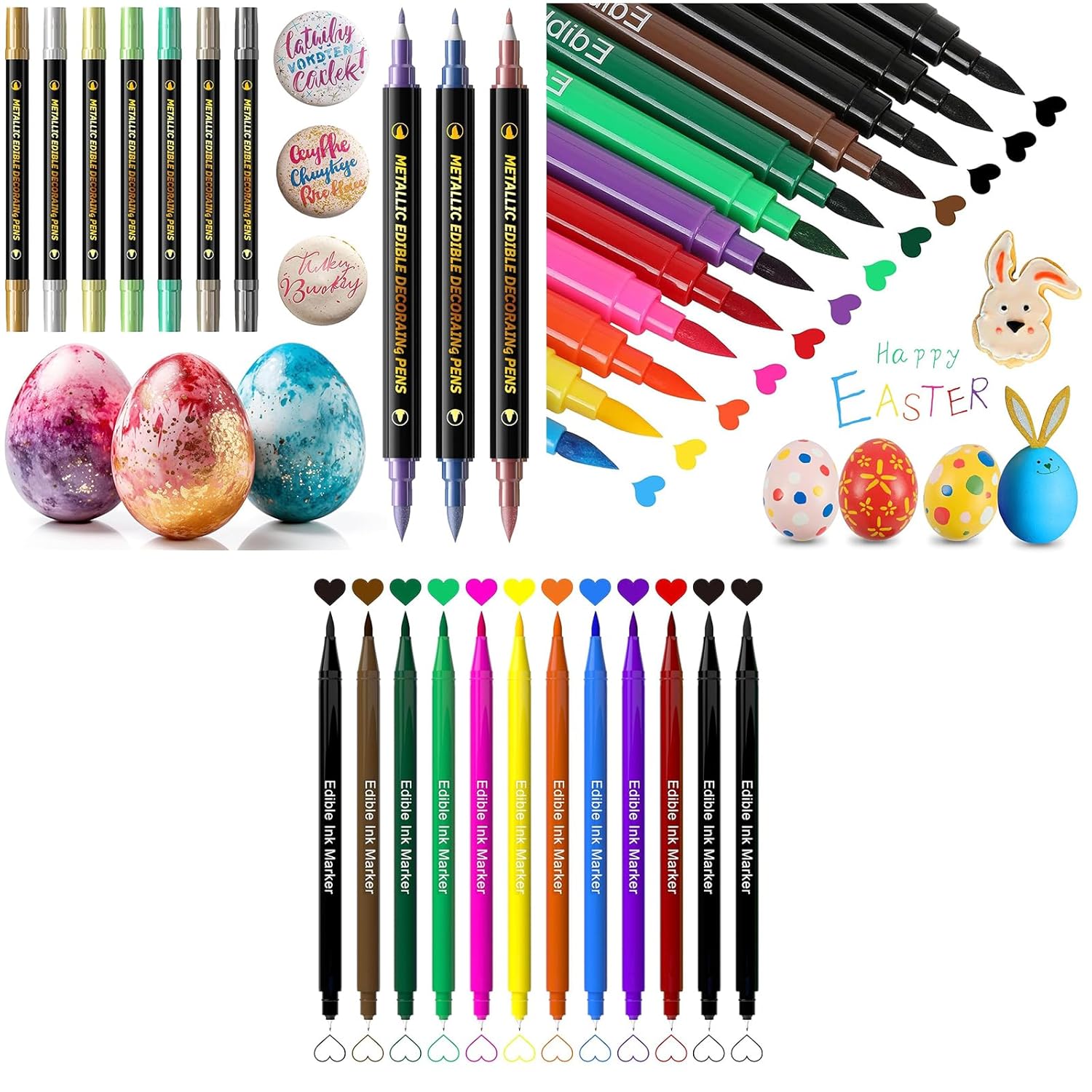 Edible Markers for Cookie Decorating，34Pcs Food Coloring Pens