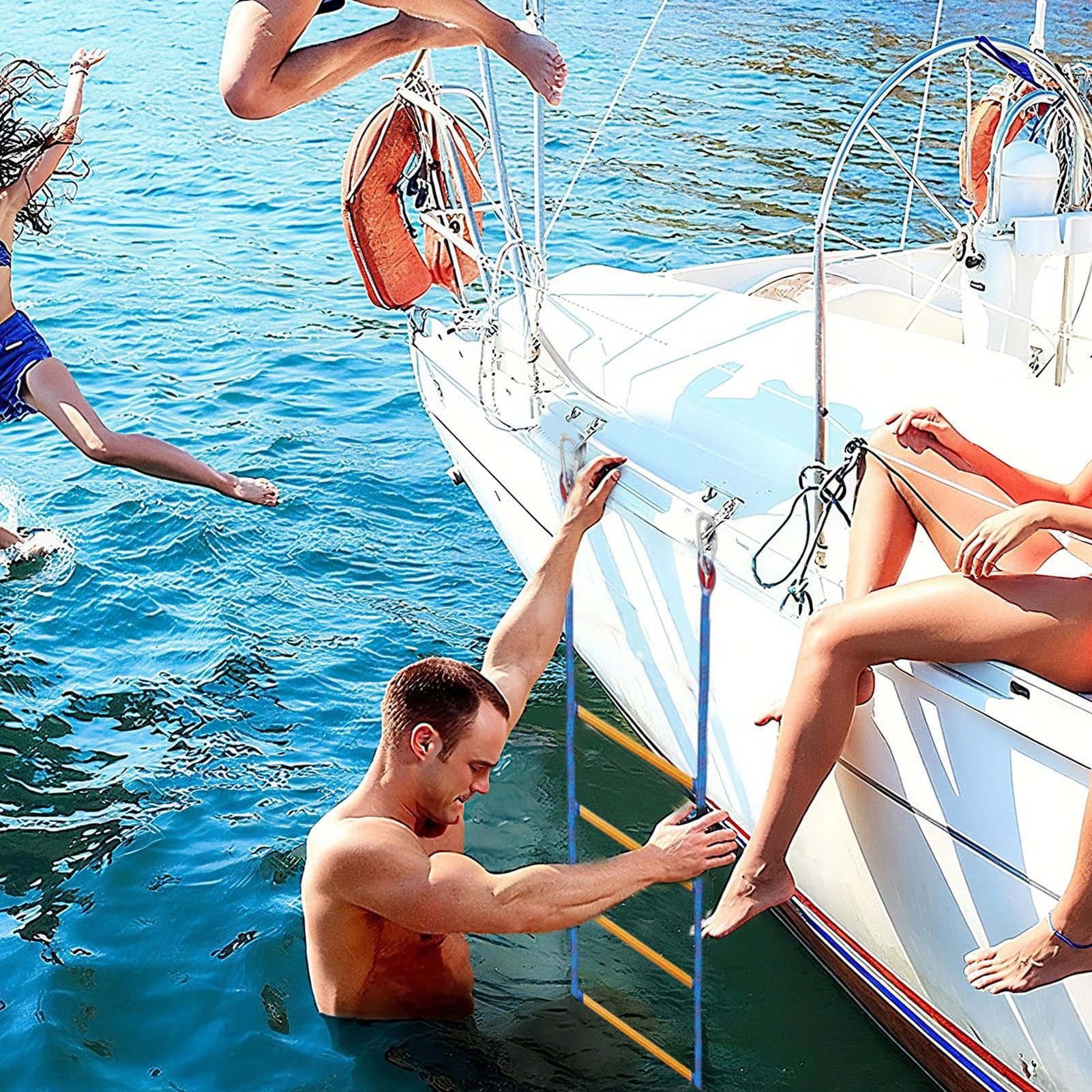 per barche, resistente, per barche, gonfiabili, design portatile, per scalare il nuoto, canottaggio, piscina, lago interno, marina