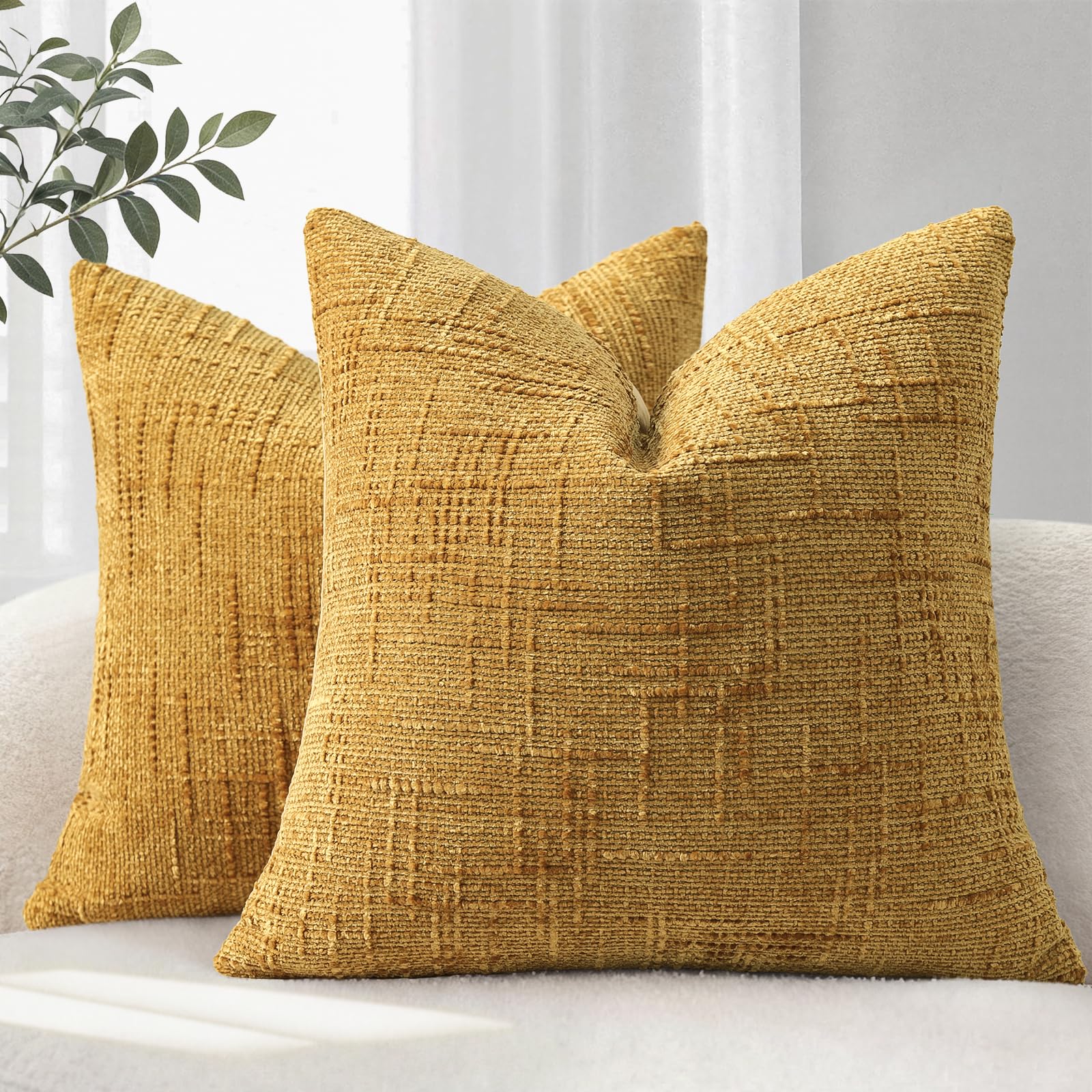 YCOLL Kissenbezug 2er Set Sofakissen aus Weichem Chenille Stoff Kissenbezüge Dekokissen Sofa & Wohnzimmer Dekokissenbezüige für Gemüitliche Heimdekoration Zierkissenbezüge