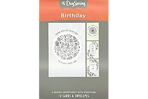 4-Design Assortment of Black and White Birthday Botanicals (J0384)