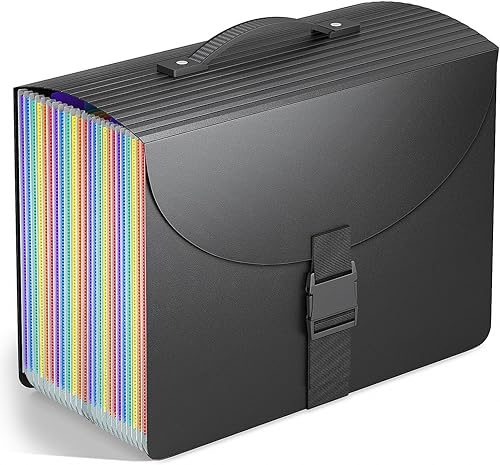 Miniatura 8 de Carpetas de archivos expandibles de 25 bolsillos, organizador de archivos de acordeón con asa, caja de archivos portátil, carpeta de archivos