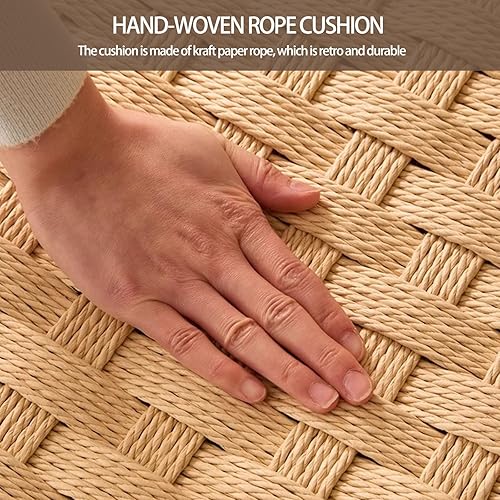 Miniatura 6 de Sillas de comedor de ratán de madera, sillas de cocina tejidas, silla de comedor con patas de madera, silla de tocador, silla lateral sin brazos