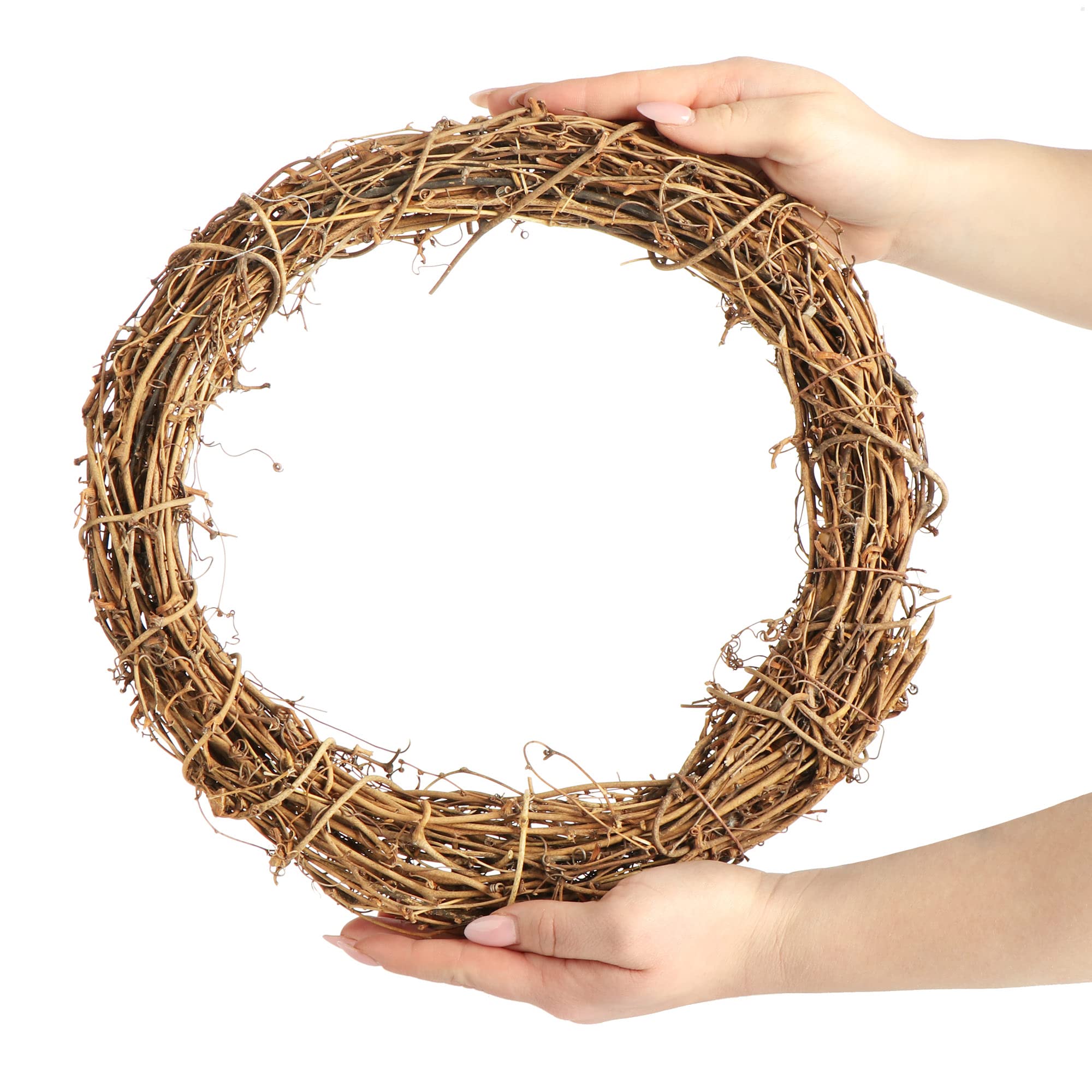 COM-FOUR® 4x Ghirlanda decorativa in legno fai-da-te per la lavorazione - ghirlanda in rattan per decorare finestre, tavoli e porte (4 pezzi - ghirlanda Ø30cm marrone chiaro)