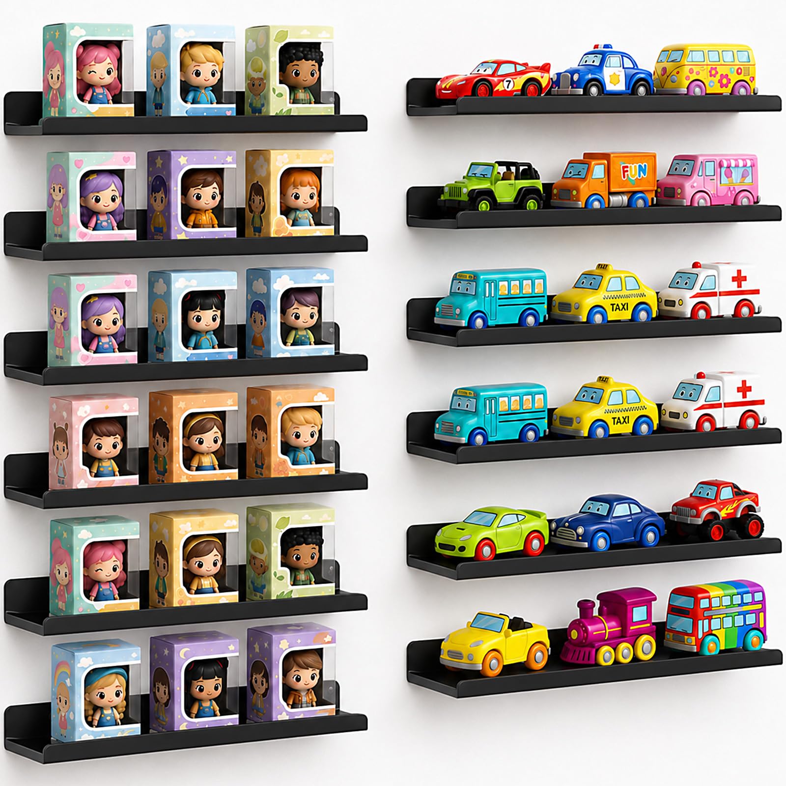 Lifewit Acrylic Floating Shelves for Wall 14" Black, 12 Pack