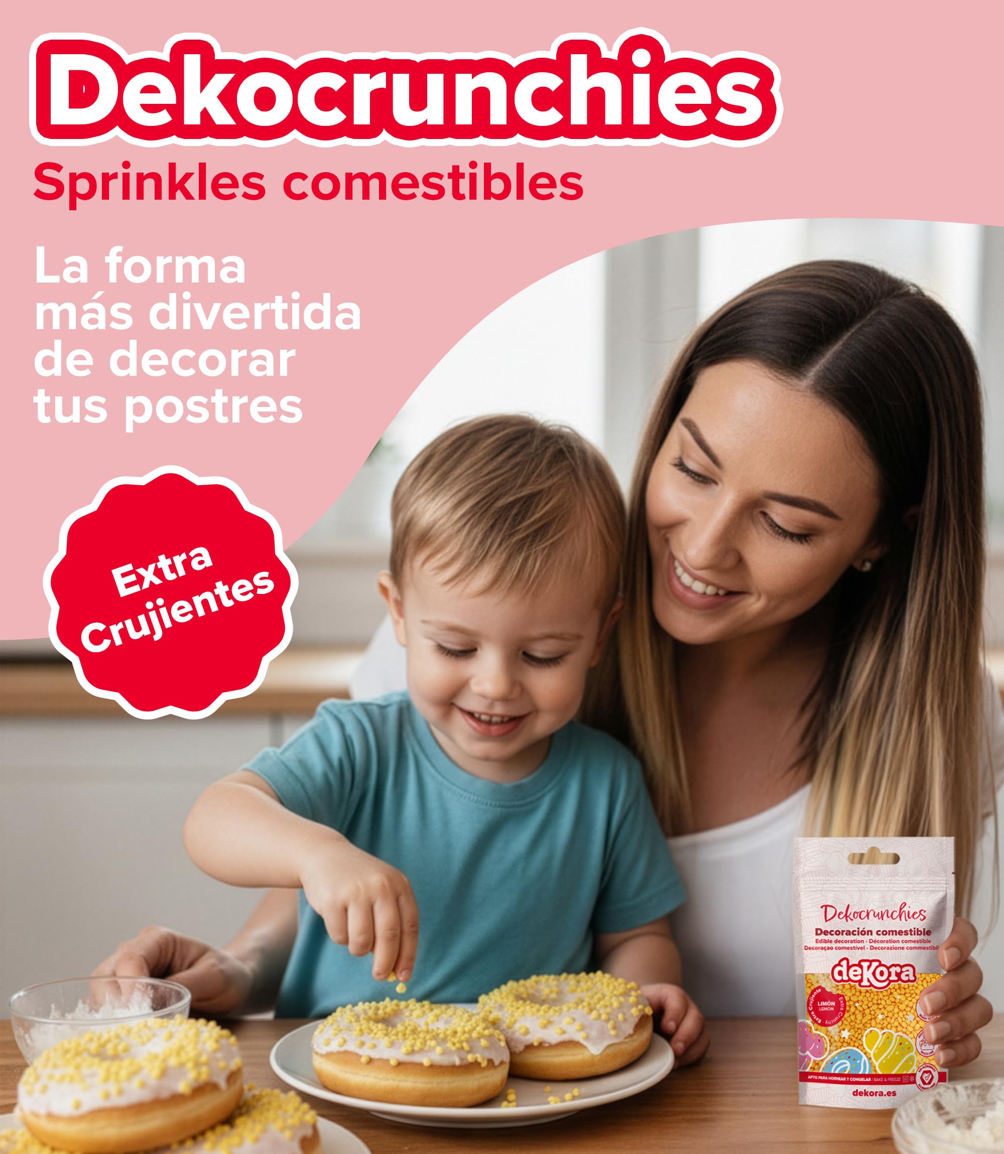 Dekocrunchies Limón 100g Sprinkles de azúcar crujientes Topping repostería perlas comestibles para decoración de tartas