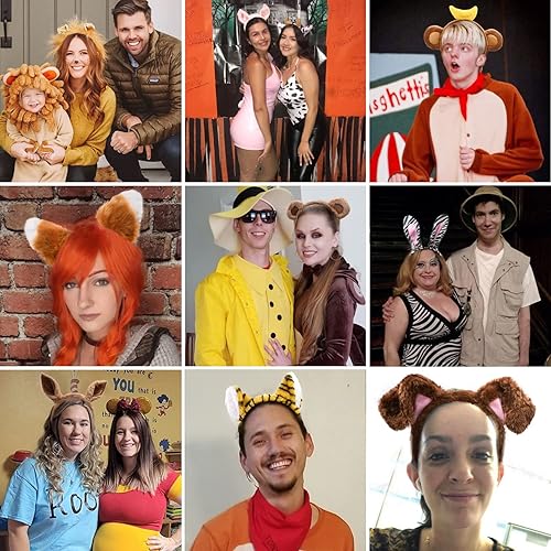 Miniatura 6 de Diadema de orejas y cuernos de animales de peluche, para Halloween, Navidad, festival, fiesta temática de animales, cosplay, diadema