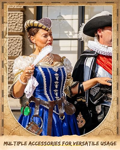 Vista 51 de Sweetude Cinturón renacentista medieval vikingo poción botellas de cuero cinturón bolsa falda senderismo 6 piezas