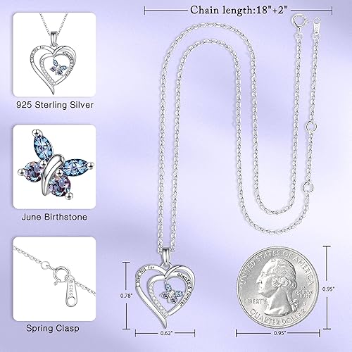 Miniatura 4 de Iefil Regalos de joyería para mujer Collares de plata de ley 925 con piedra natal de mariposa para mujeres, Día de la Madre, regalos de cumpleaños