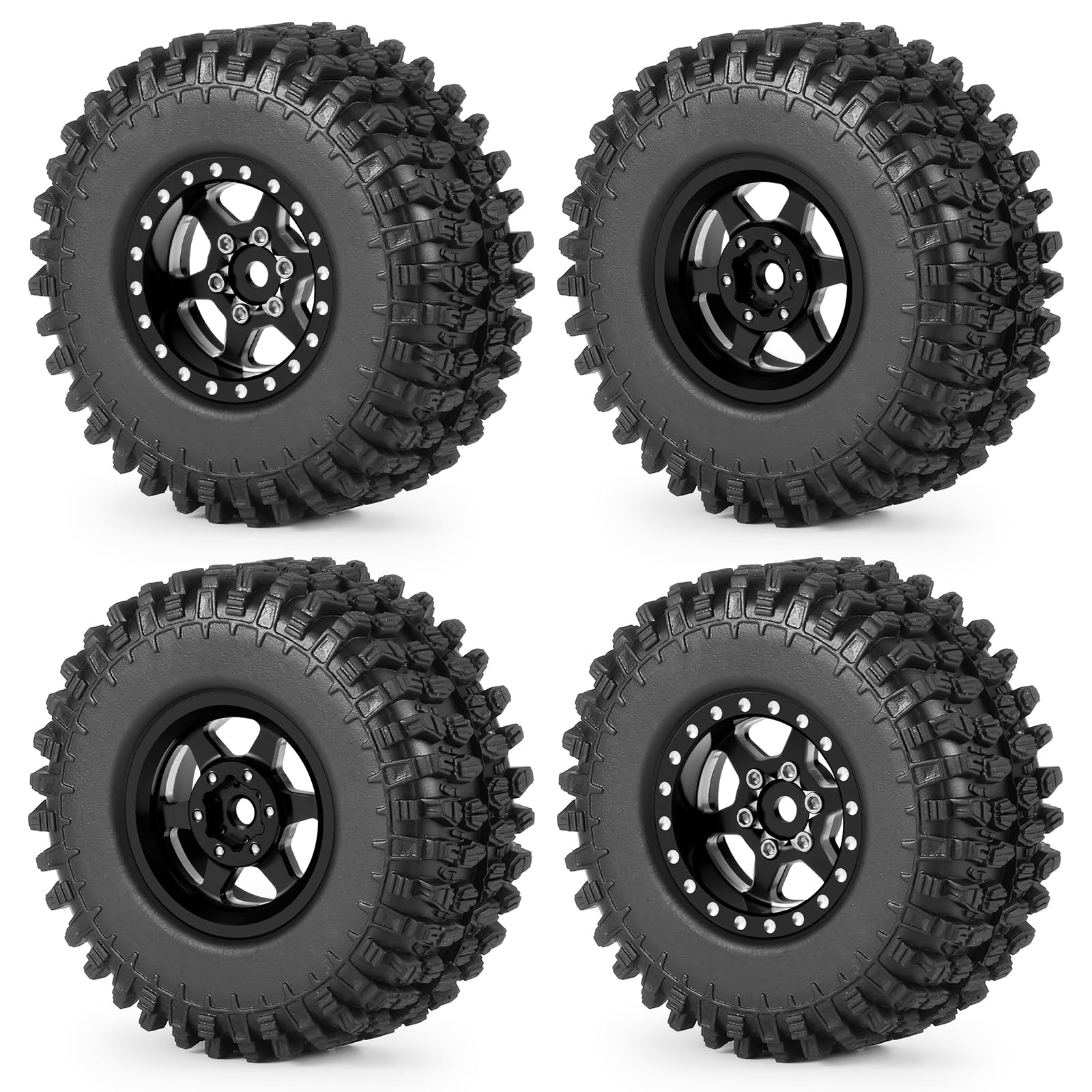 Amazon | RCMAZO 1.0インチ ビードロックホイールとタイヤセット 1.0